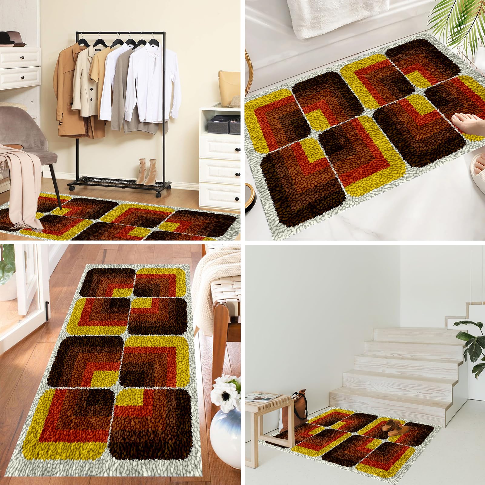 RxiBeFuw Zestawy do produkcji dywanów, zestaw dywaników z haczykiem zatrzaskowym, 110 x 140 cm, zestaw dziewiarski z haczykiem poduszka na sofę dywan, zestawy do samodzielnego wykonania haczyków