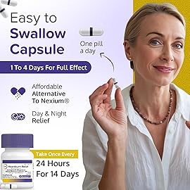 Esomeprazole Magnesium 20mg Capsules - Heartburn Medicine - 24 Hour Acid Reducer - Delayed Release Mini Capsules - Acid Reflux Medicine and Digestive Support - Six 14 Ct Bottles