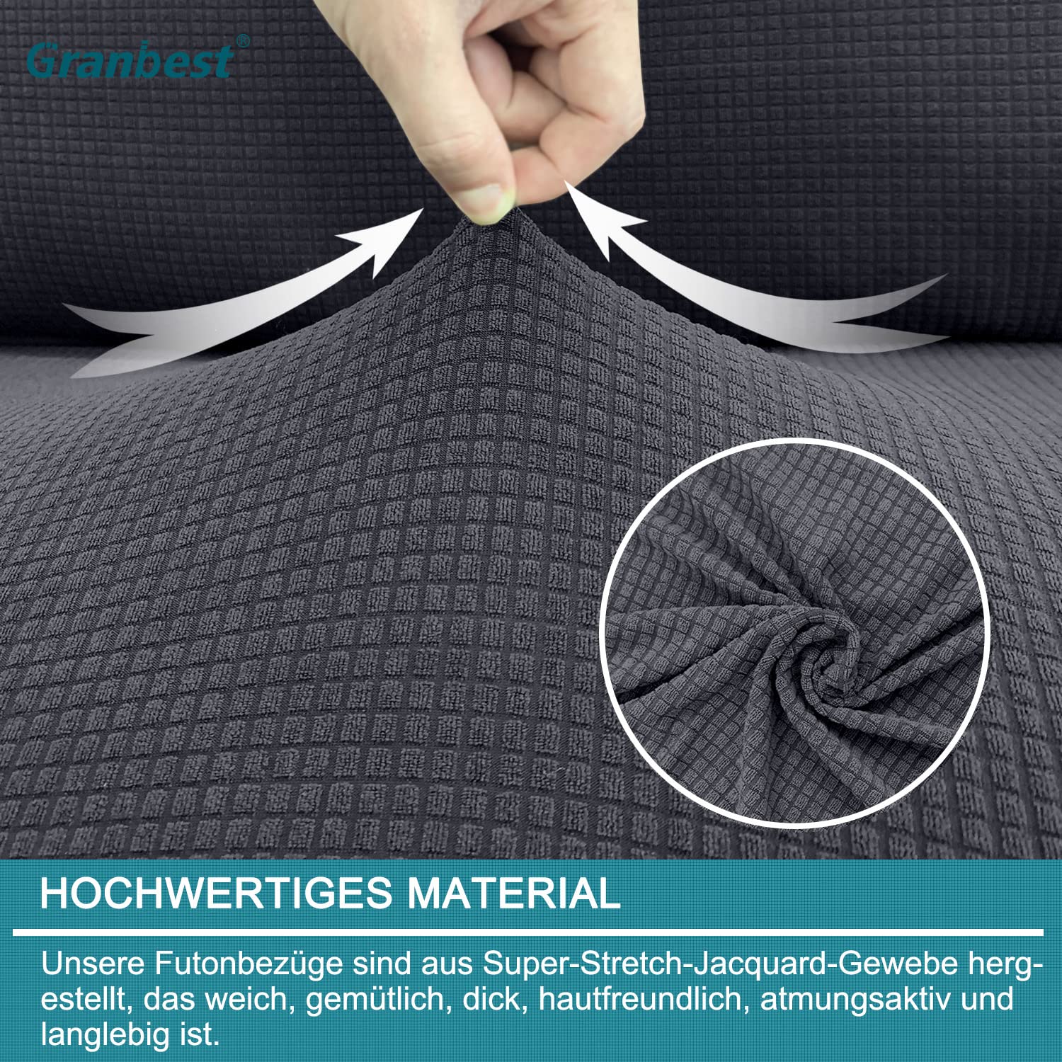 Granbest Copertura impermeabile senza braccioli, alta protezione per divano letto pieghevole, antiscivolo, senza braccioli, colore: grigio