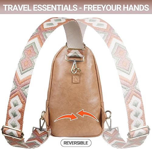 Miniatura 6 de KFXFENQ Sling Bag for Women PU Leather Sling Bags for Women Crossbody Fashion Sling Backpack Multipurpose Chest Bag for Women