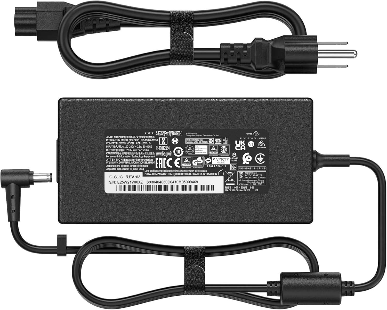 150W Laptop Charger Compatible with MSI Sword 15 Bravo 15 Crosshair15 17 GF63 Series,20V/7.5A AC Adapter Compatible with Katana GF66 GF76 MSI Pulse GL66 GL76 Workstation WF66 76, A18-150P1A