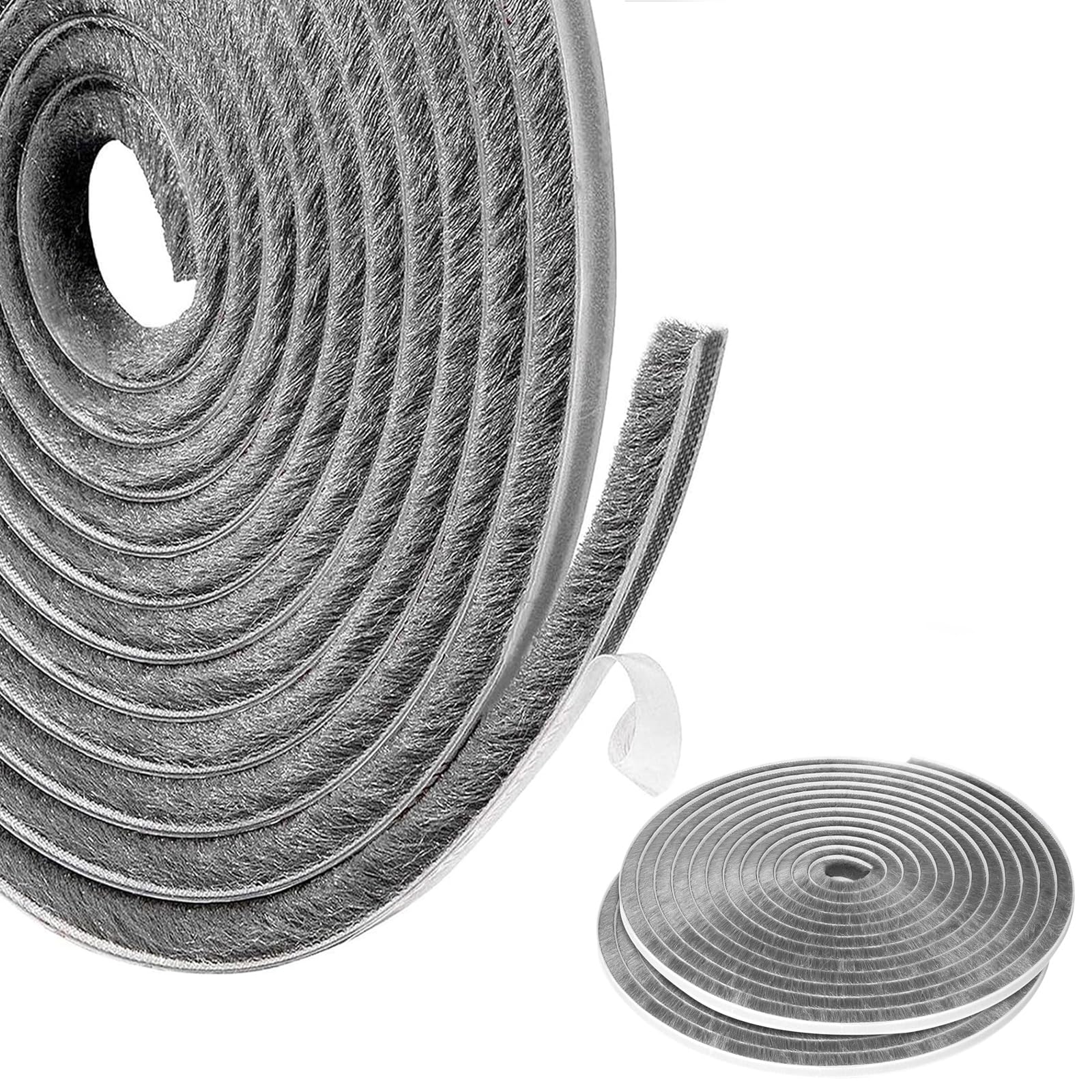 Oonoywoo Grey Draft Excluder For Doors, Self-Adhesive Brush Seal Strip Air Stopper, Draught Excluder For Windows, Noise Reducing & Dustproof Draught Excluder - 10M (L) X 9Mm(W) * 9Mm(H)