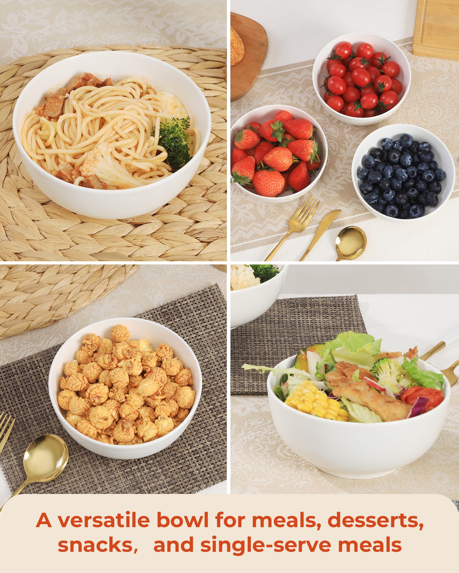 Quatish Cereal Bowls - Set of 6 (24oz) -4