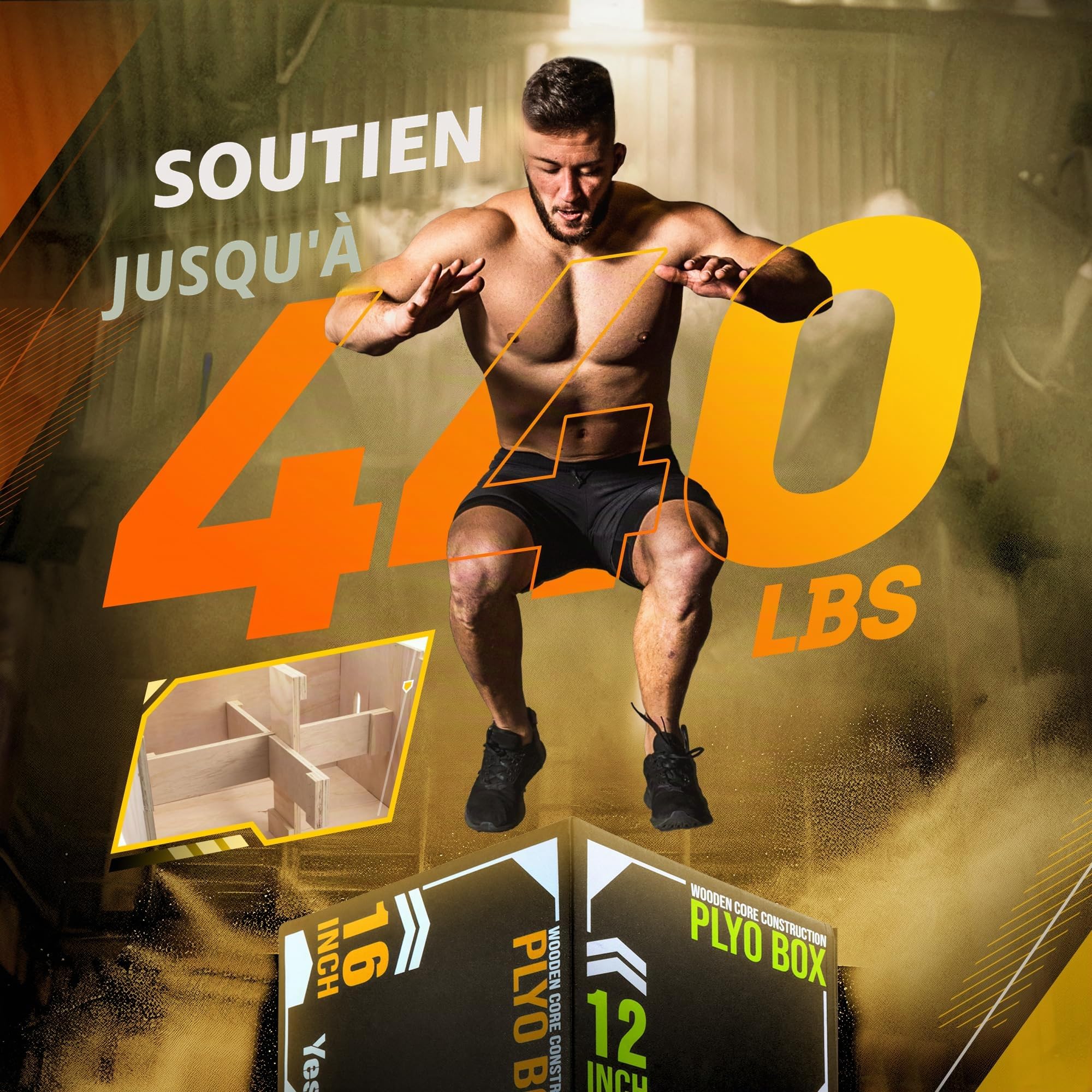 Yes4All 3 in 1 Soft Plyo Box Wooden Core, Boîte plyométrique en mousse pour l'exercice, le MMA, l'entraînement plyométrique, disponible en 4 tailles