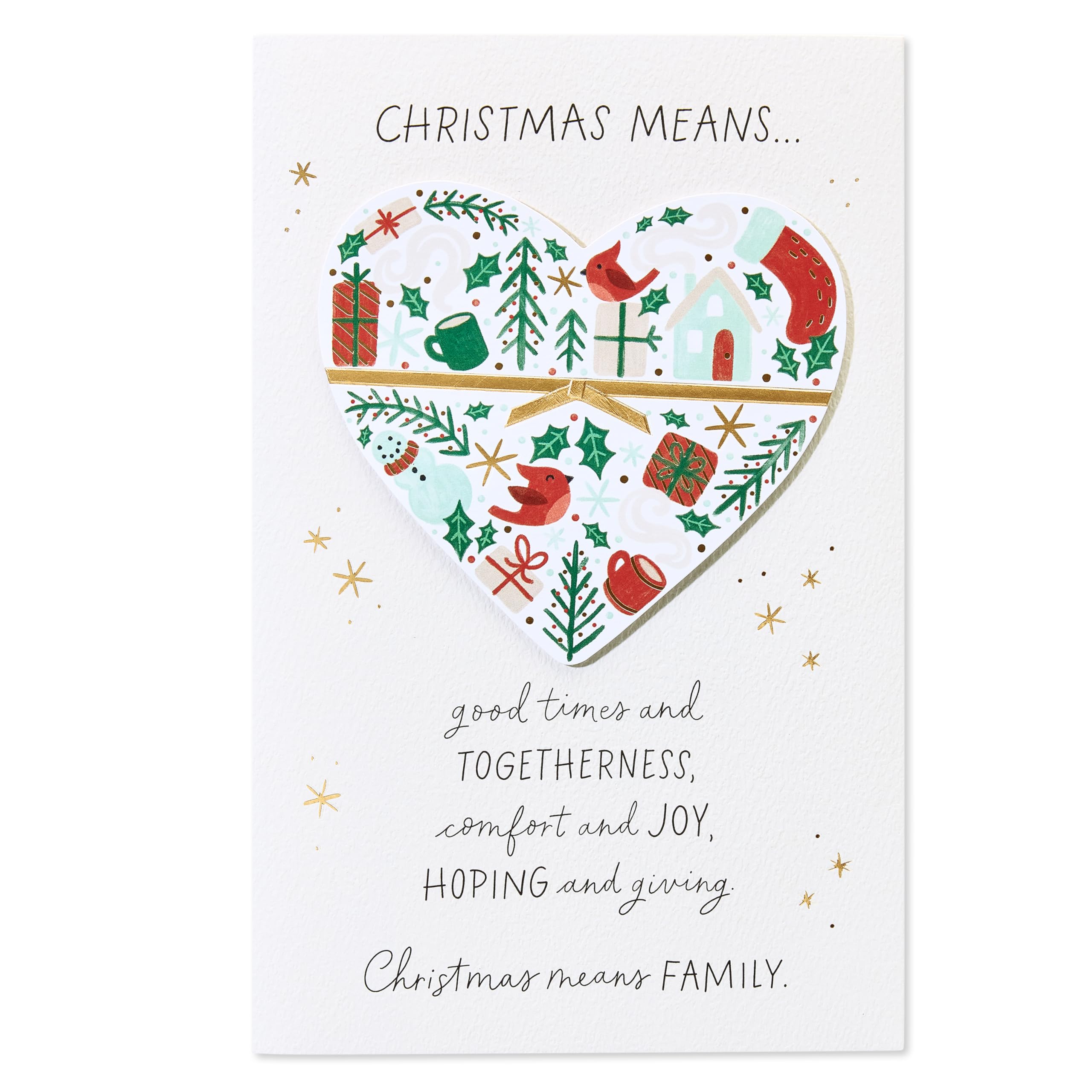 American Greetings Christmas Card (Family Like You), Heart w Icons, 14,2 cm x 21,6 cm - Image 4
