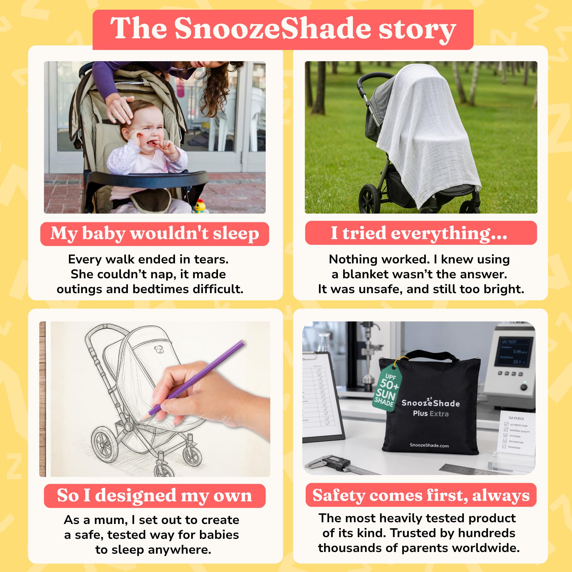 "SnoozeShade Plus Extra (da 6-9 mesi a 3 anni) Parasole e ausilio per dormire per passeggini e passeggini per neonati e bambini piccoli | Blocca in modo sicuro fino al 99% dei raggi UV