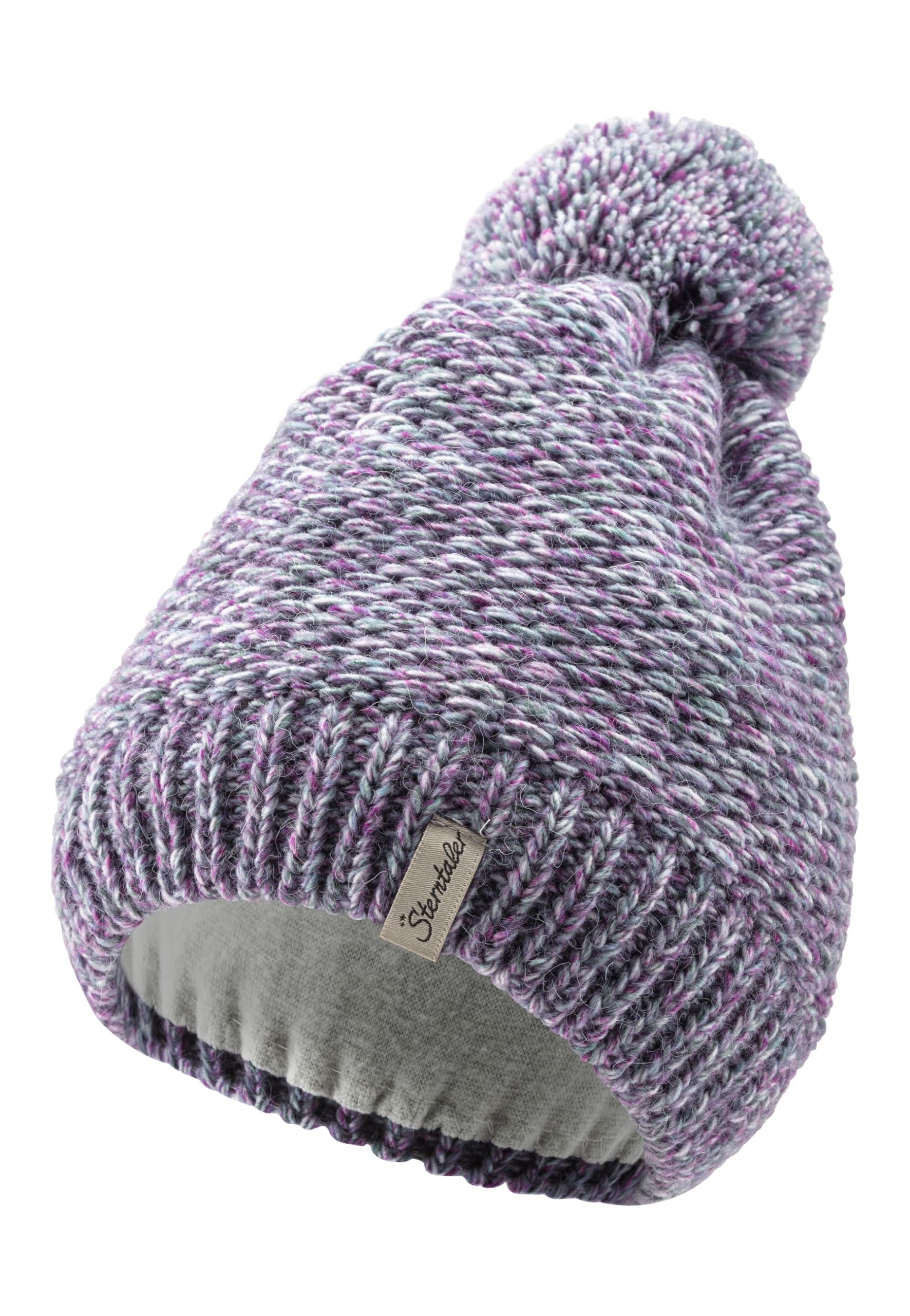 Sterntaler Strickmütze aus Multicolor Garn - Unisex Bommelmütze mit tollem Strickmuster - Kindermütze mit Futter aus wärmendem Microfleece - Wintermütze
