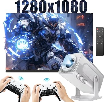 HCS350 Pro Retro Smart Game Projector,64G,4K Projector and Game 1280 * 1080P Built-in 30000 Games,Android 12,Portable video game with 2 Wireless Controllers,5G WiFi Bluetooth,HDMI,home theater,office