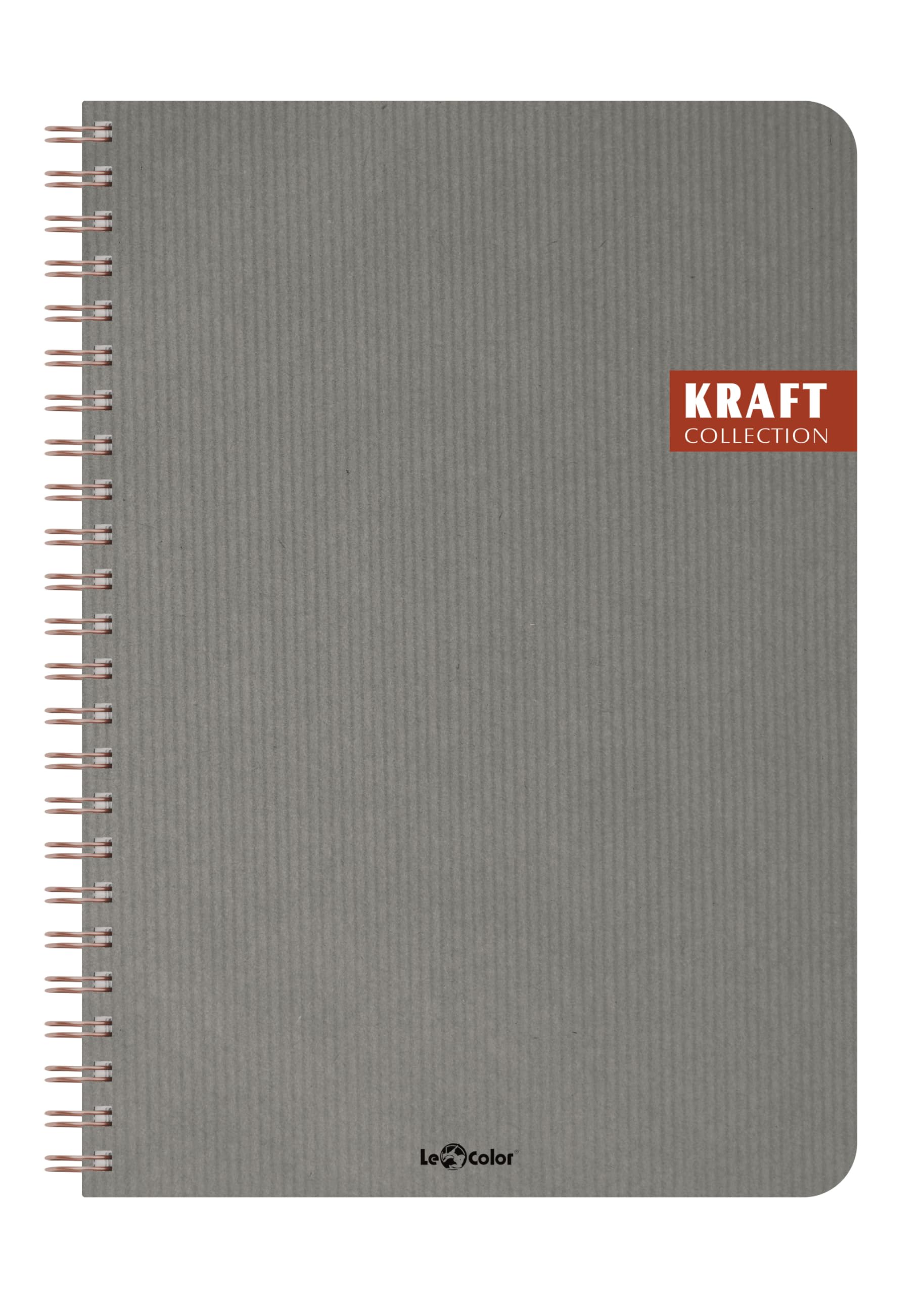 Le Color Kraft Ofis Defter Spiralli Çizgili Gri