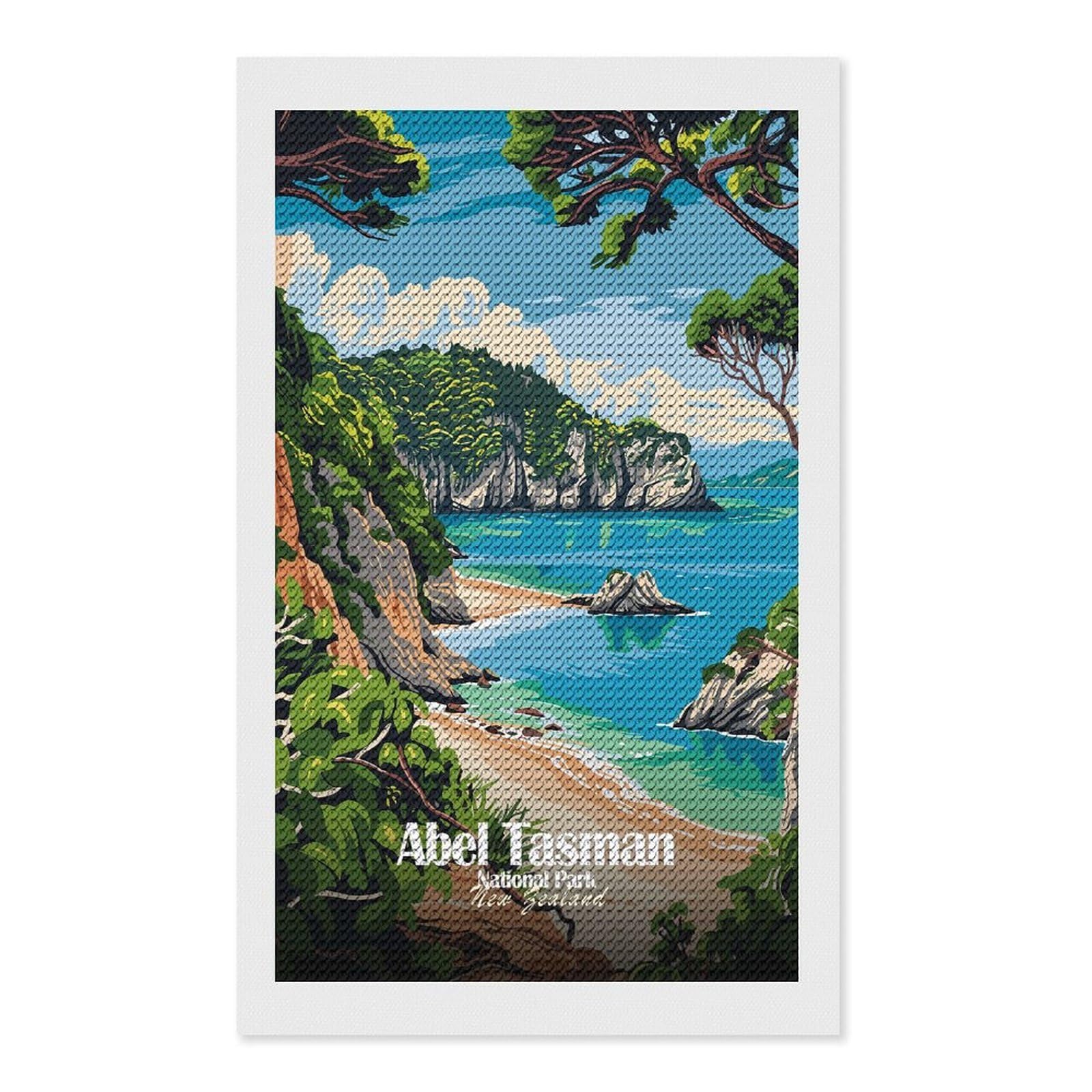 Junmoney ABEL Tasman National Park Diamond Art Canvas 12"x20", for Creative Relaxation, Simple to Start, Aesthetic Room Decor, Holiday Gift Idea