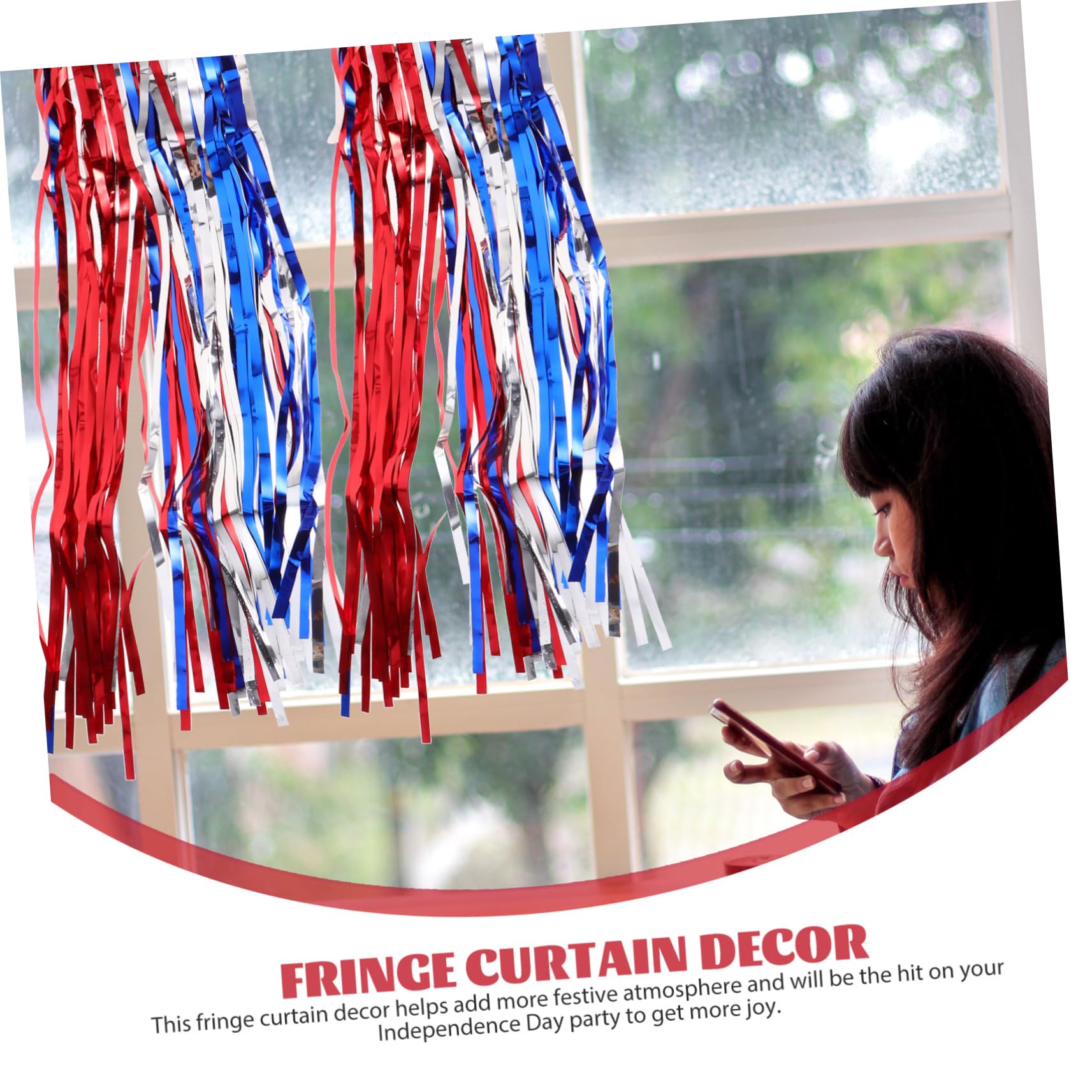 GLEAVI 5 Ensembles Rideaux Frange Métalliques of July Décoration Patriotique pour Fête De Indépendance comme Décor De Photo Et Accessoire 2 Pièces * 5