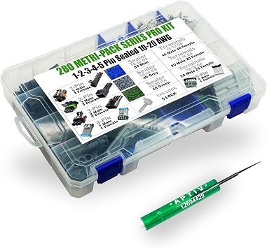 360pcs 1,2,3,4,5 PIN Metri-Pack 280 Series 30 Amp Conductor Connector, Terminal, Sealed Weatherproof Automotive Electrical Connectors Kit 10-20 GA w/Removal Tool