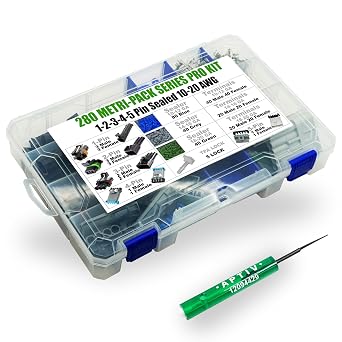 360pcs Metri-Pack 280 Series 1 to 5 Pin Set Box 30 Amp Conductor Connector, Terminal, Sealed Weatherproof Automotive Electrical Connectors Kit 10-20 GA w/Removal Tool