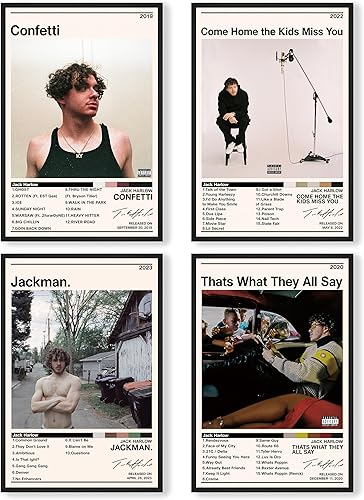 Miniatura 1 de BcoMfy Jack Harlow - Póster de rapero para habitación, estética, edición limitada, arte de decoración musical HD para dormitorio (juego de 4, 8 x 12