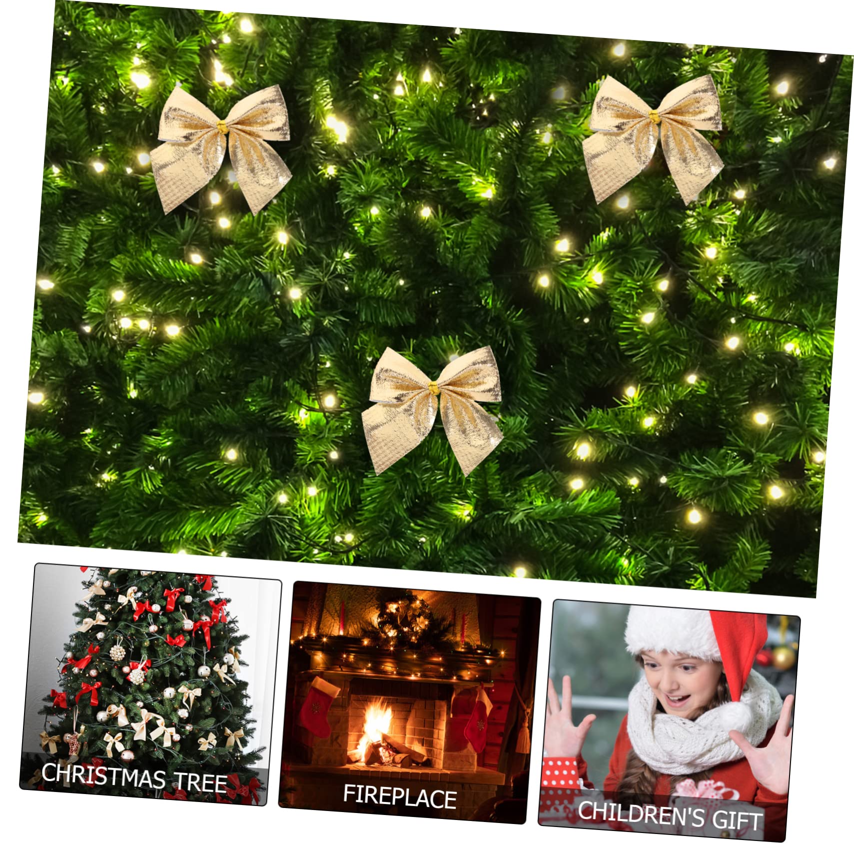 PRETYZOOM 480 Piezas Lazo de Navidad Decoraciones navideñas Christmas Tree Decorations Lazo de para Guirnalda de Lazos Dorados para arbol de Navidad decoración Golden