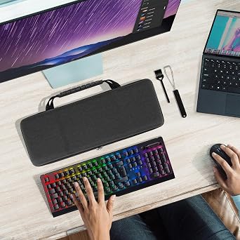 Geekria Full Size Keyboard Case, Hard Shell Travel Carrying Bag for 108 Key Computer Mechanical Keyboard Compatible with Razer BlackWidow V3 Mechanical Gaming, Ornata Chroma Gaming