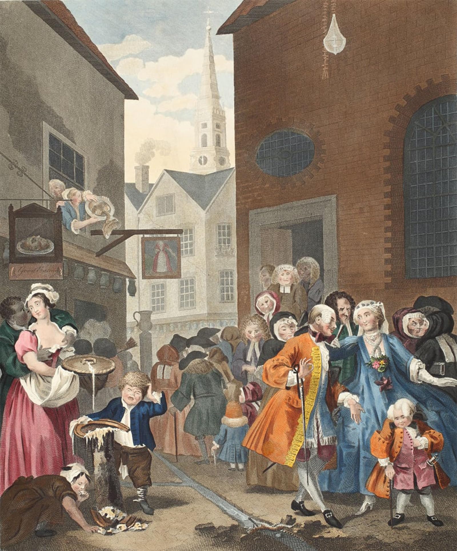 Posteriik No Frame Vintage Classic Picture Landscape Artwork Times Of The Day Noon By William Hogarth Portrait Canvas Painting For Office Home Decor 60X90cm