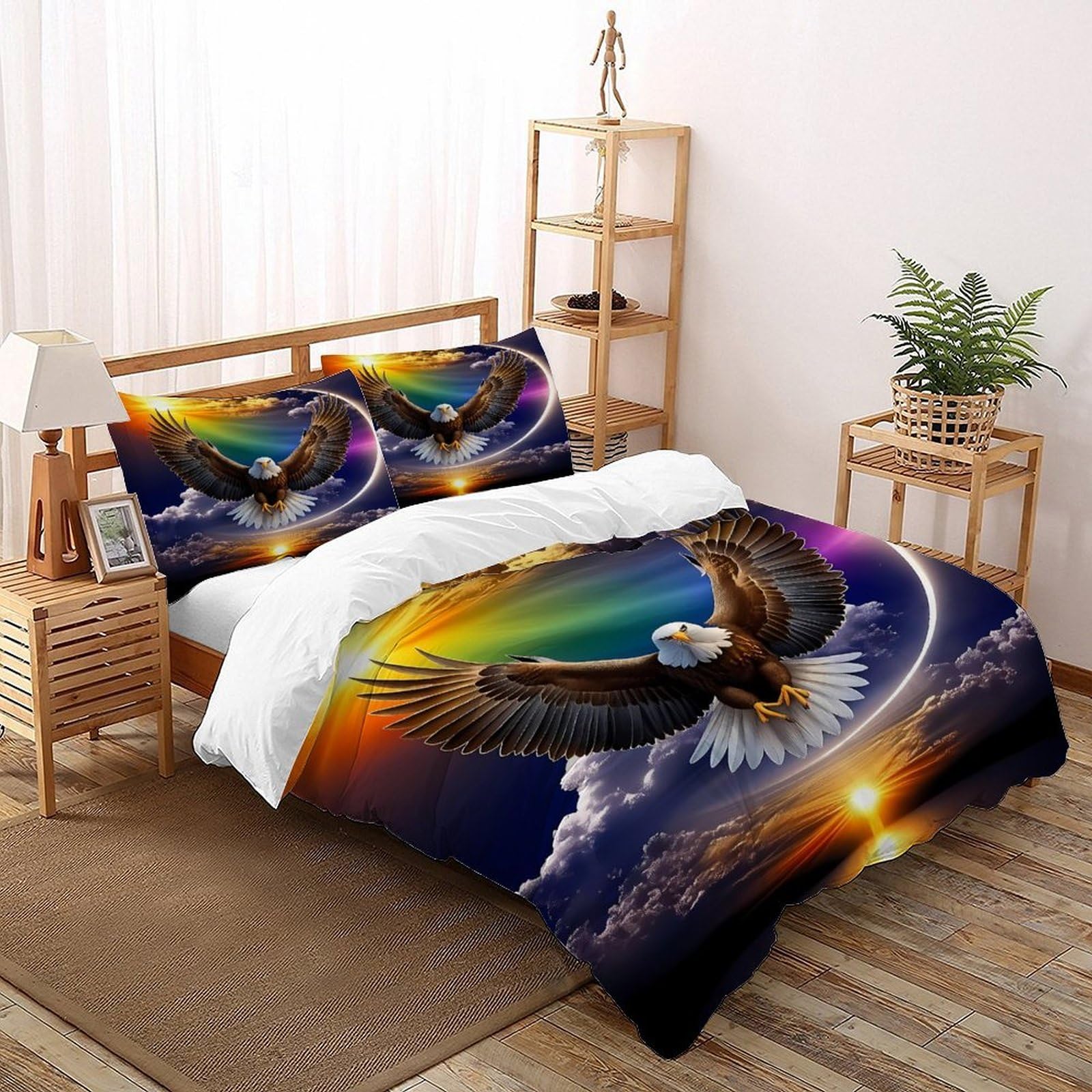 Parure de lit microfibre aigle housse de couette imprimé animal sauvage 260x220 cm