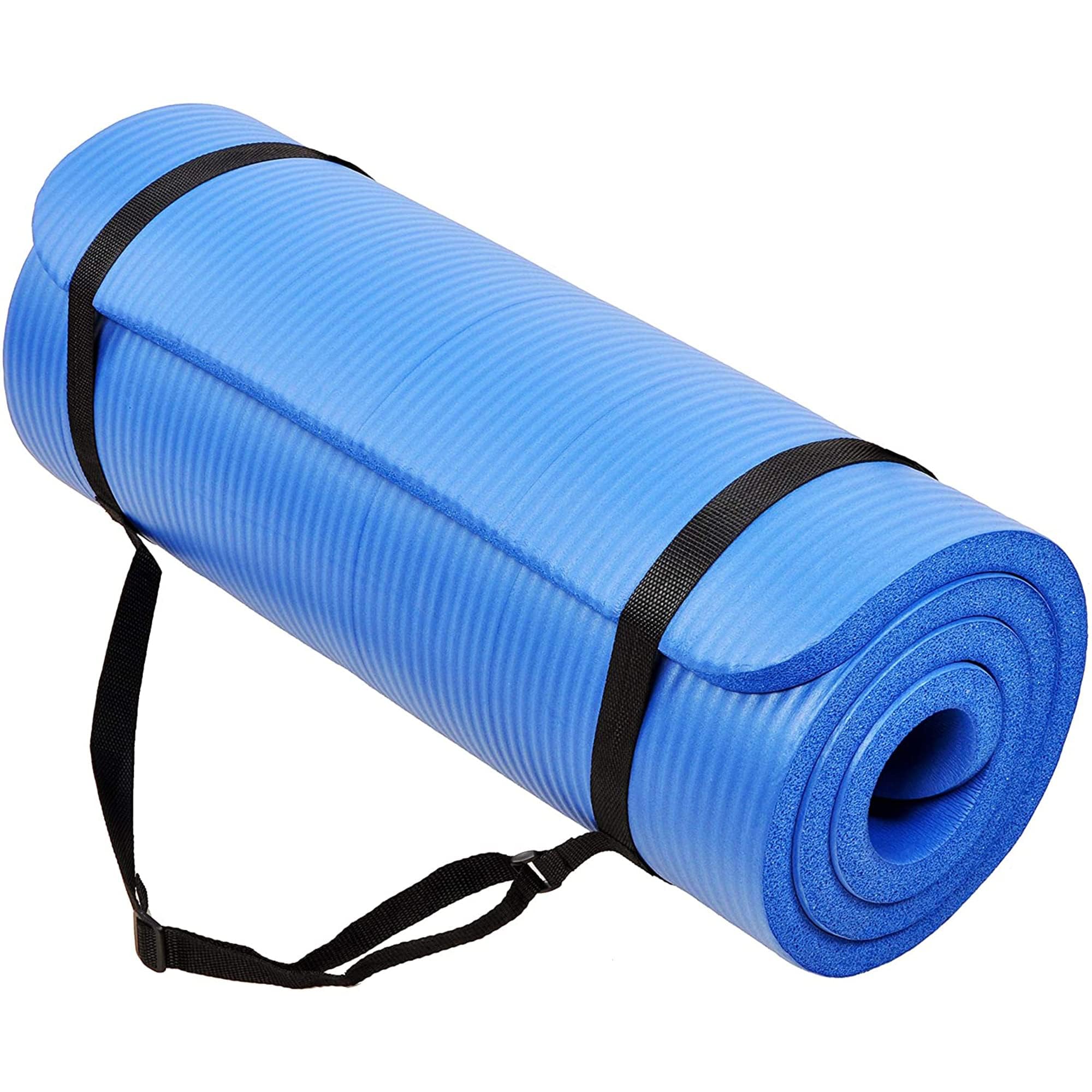 BalanceFrom Yoga Mat 1-Inch Extra Thick High-Density Exercise Mat with Non-Slip Surface Carry Strap for Men Women Tear-Resistant