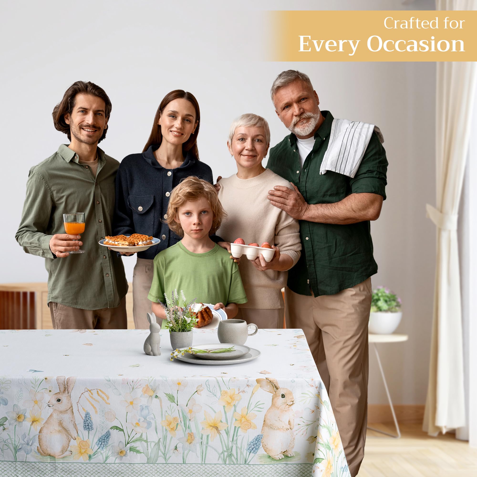 Maison d' Hermine Table Cloth Rectangle Table 100% Cotton 230 cm x 140 cm Tablecloth Reusable Everyday Use for Dining Farmhouse Home Party Festive Gifts for Mothers Day (Easter Dew) - Image 2