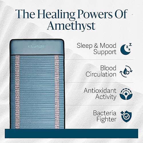 Miniatura 6 de Clearlight Tapete infrarrojo de amatista, tapete de terapia plegable de cuerpo completo de 74 pulgadas, calor infrarrojo lejano, cristales de