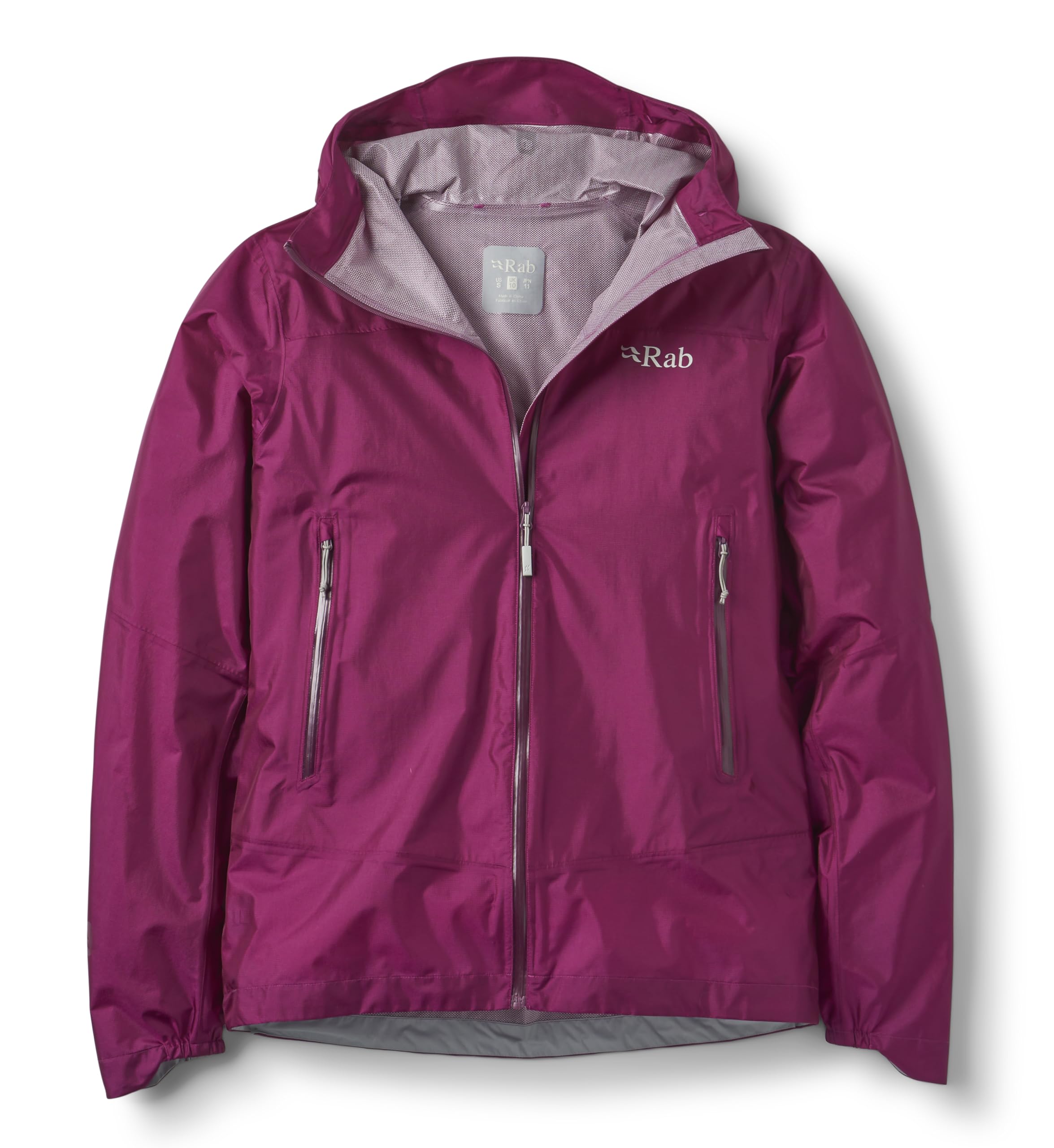Rab Women's Phantom Mountain Jacket - Lightweight Waterproof Hooded Shell for Hiking & Trekking - Plum - 16