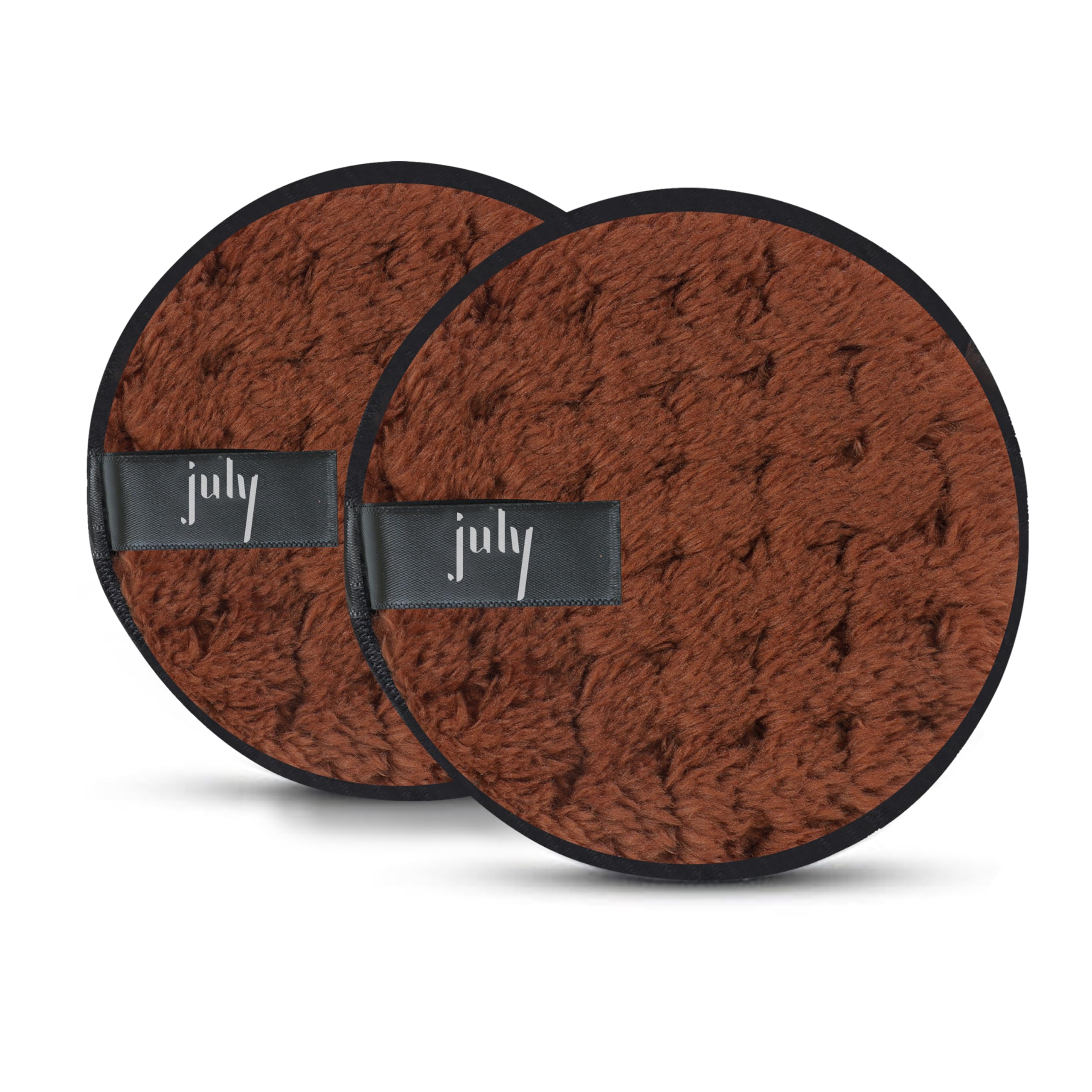 July Soft & Gentle Cleansing Reusable Makeup Remover Cleansing Pads - Pack of 2 | Easily Removes Stubborn Face & Eye Makeup (Big, Brown)