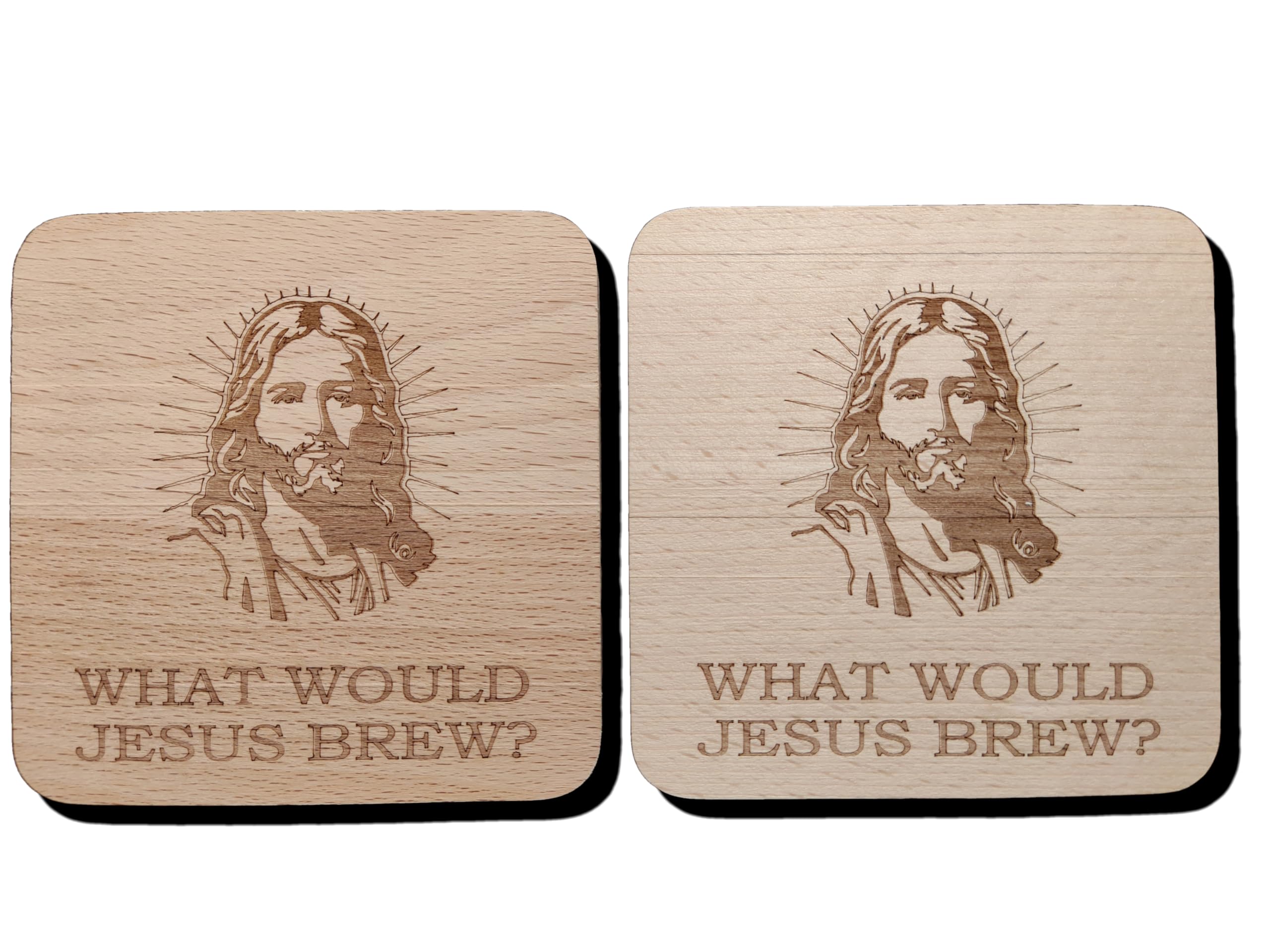 What Would Jesus Do Brew Wooden Drink Coaster Beer Mat Novelty Gift Christian God Religous Present (2)