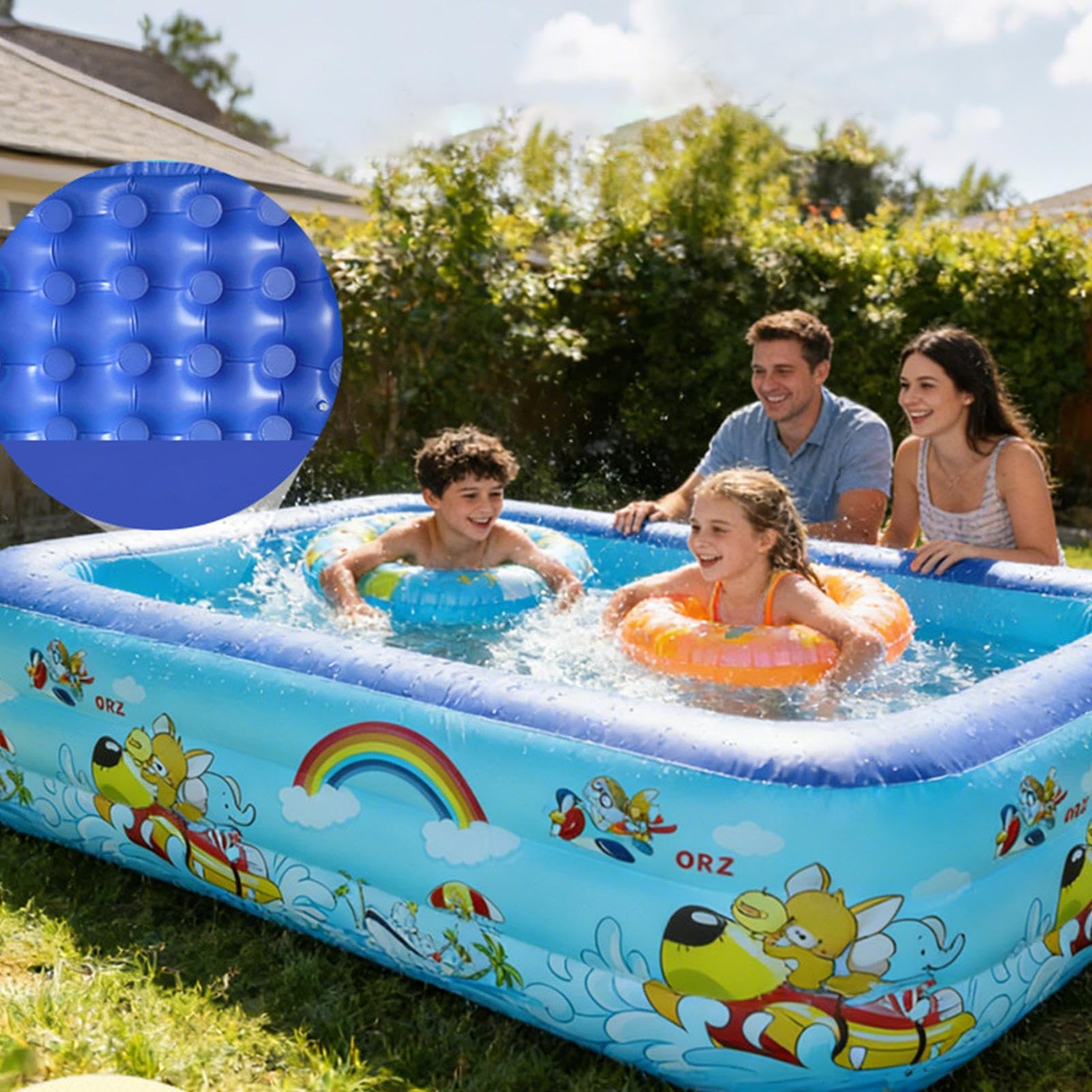Planschbecken Rechteckig Für Kinder Und Erwachsene, Kinderpool Aufblasbares, Tragbares Design, Schnelles Aufblasen, Swimmingpool Für Den Innen- Und Außenbereich, Gärten, Party