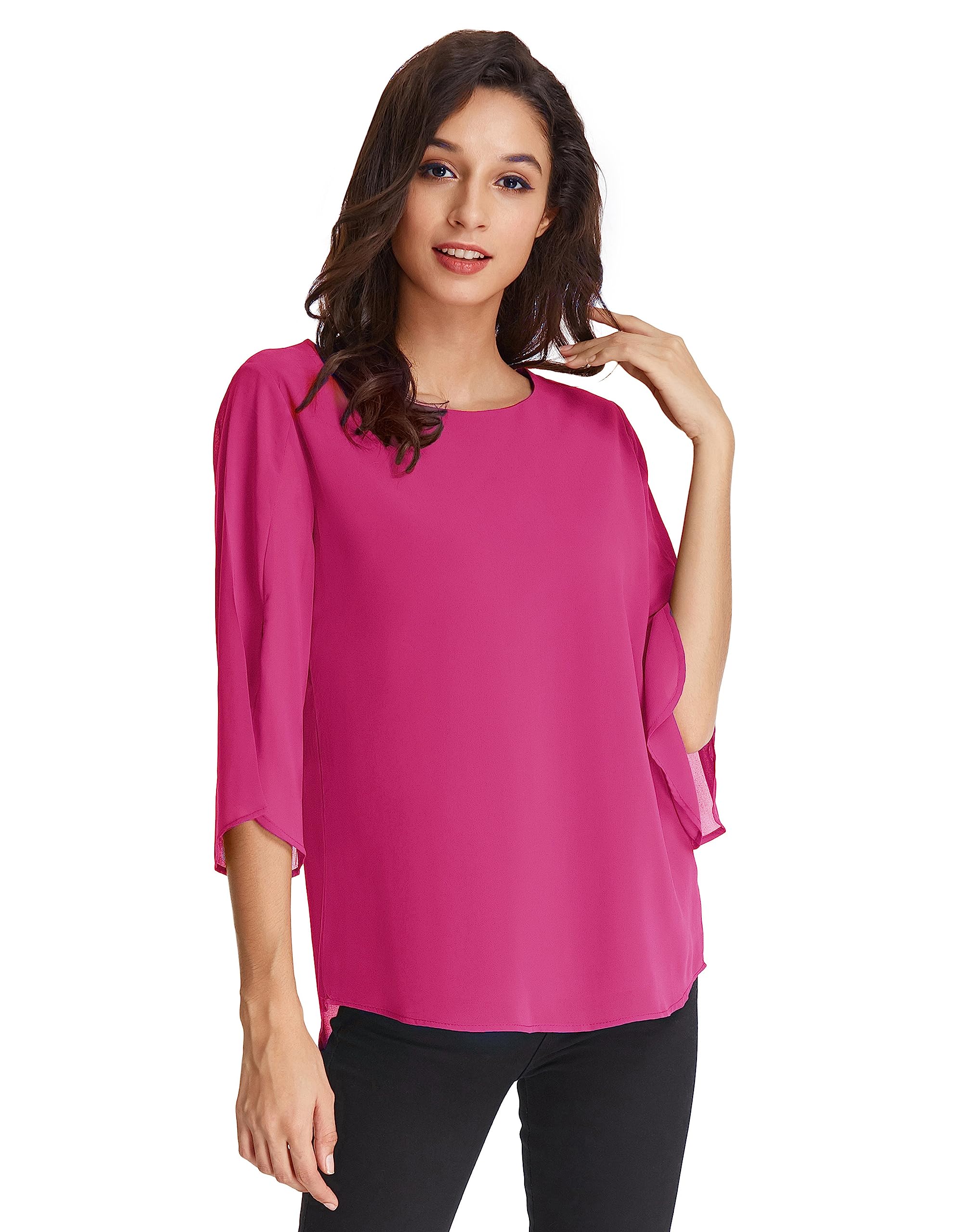 GRACE KARIN Camicia Donna Paillettes a Manica a 3/4 Top Elegante Girocollo Manicotto Split