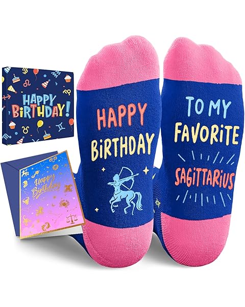 HAPPYPOP Zodiac Gifts Birthday Gifts for Women Men - Astrology Constellation Horoscope Gifts, Fuzzy Space Galaxy Socks Teens