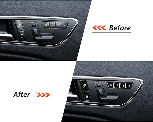 Miniatura 4 de G Adhesivos para botón de memoria para asiento de automóvil, cerradura de puerta, desbloqueo, cubierta de interruptor para Mercedes Benz A B C E Cla