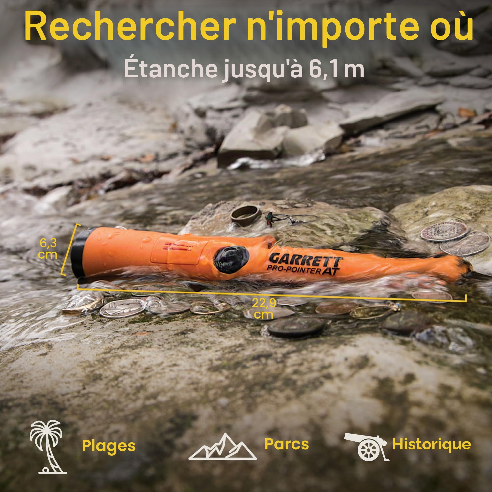 Garrett ACE 300 Kit détecteur de métaux avec objectif numérique, résolution du fer, fréquence réglable, avec pointeur Pro, casque et cache Searchcoil