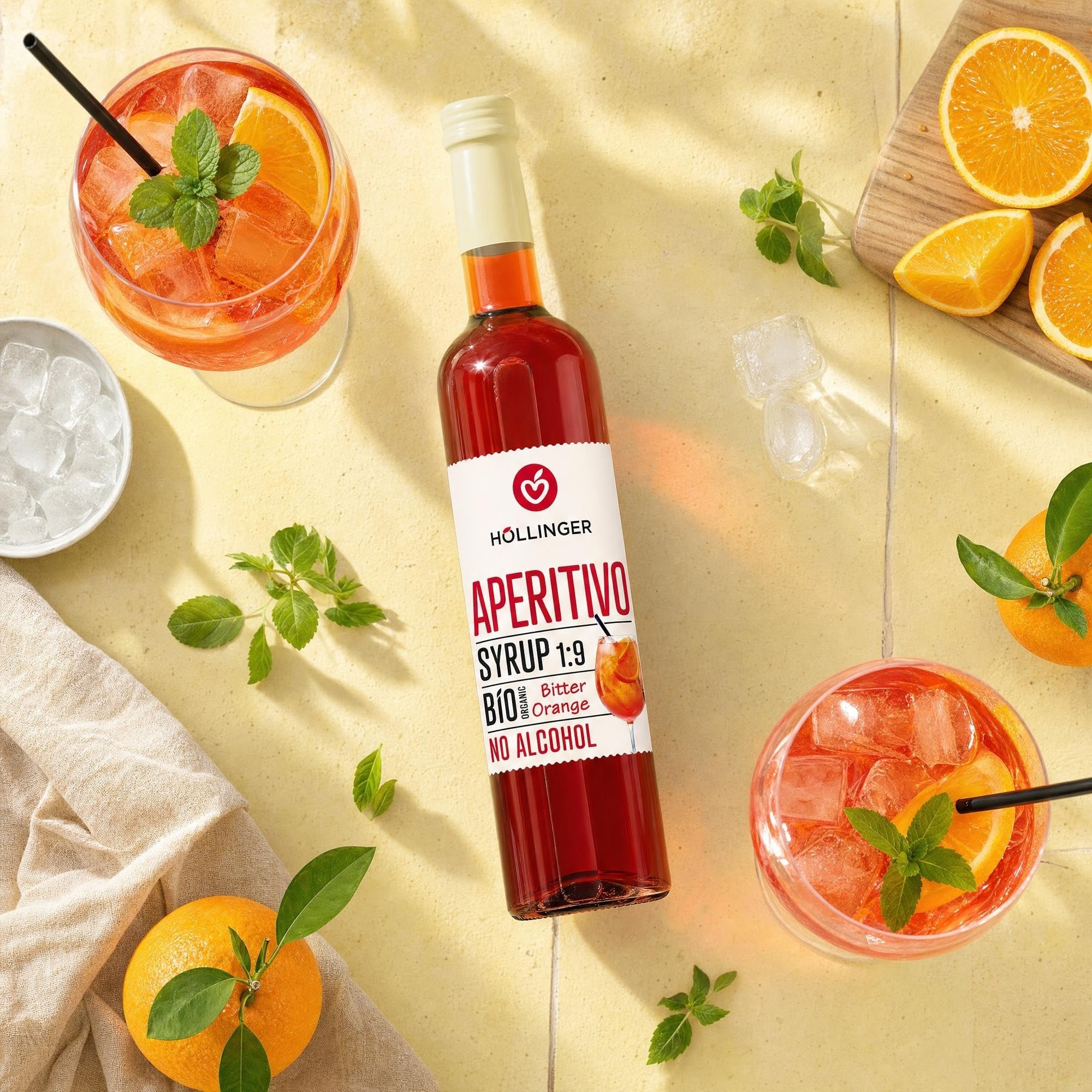 Höllinger Sirop à cocktail bio aperitivo - vegan, bouteille en verre 3x500ml - cocktail sans alcool