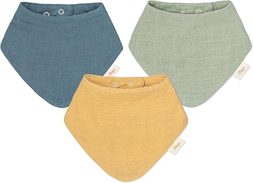 Crane Baby Conjunto de baberos de muselina suave, baberos ajustables y absorbentes estilo bandana para niños y niñas