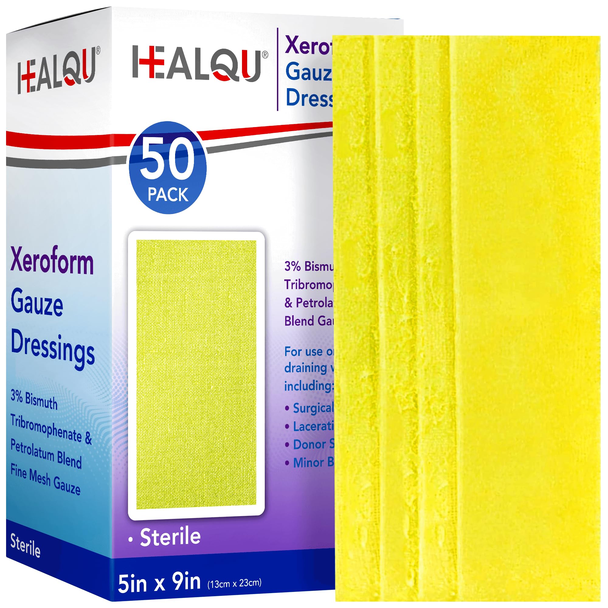 Amazon.com: HEALQU Medical Xeroform Petrolatum Dressing - Non-Adherent Gauze  Pad for Low Exudating Wounds - Soft Mesh Gauze Patch Sterile for Wound Care  Lacerations, Burns & Skin Grafts (5"x9" (50 Pack)) :