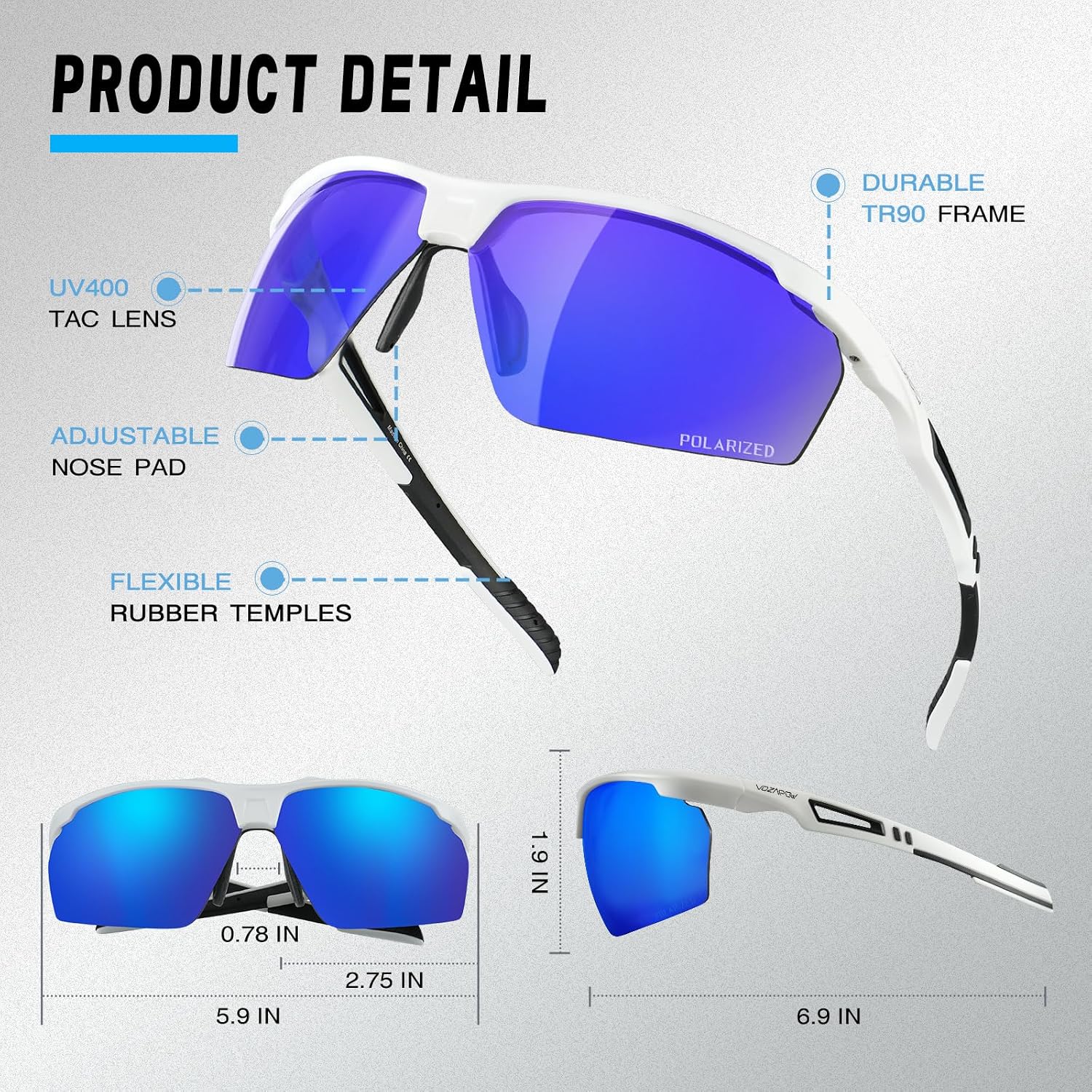 Polarized Running Sunglasses for Men Women UV Protection Sports Shade Glasses for Fishing Cycling Baseball