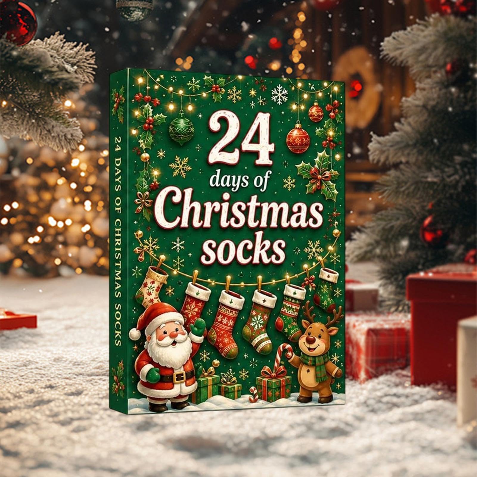 Calendrier de l'Avent de Noël - 12 paires de chaussettes chaudes et