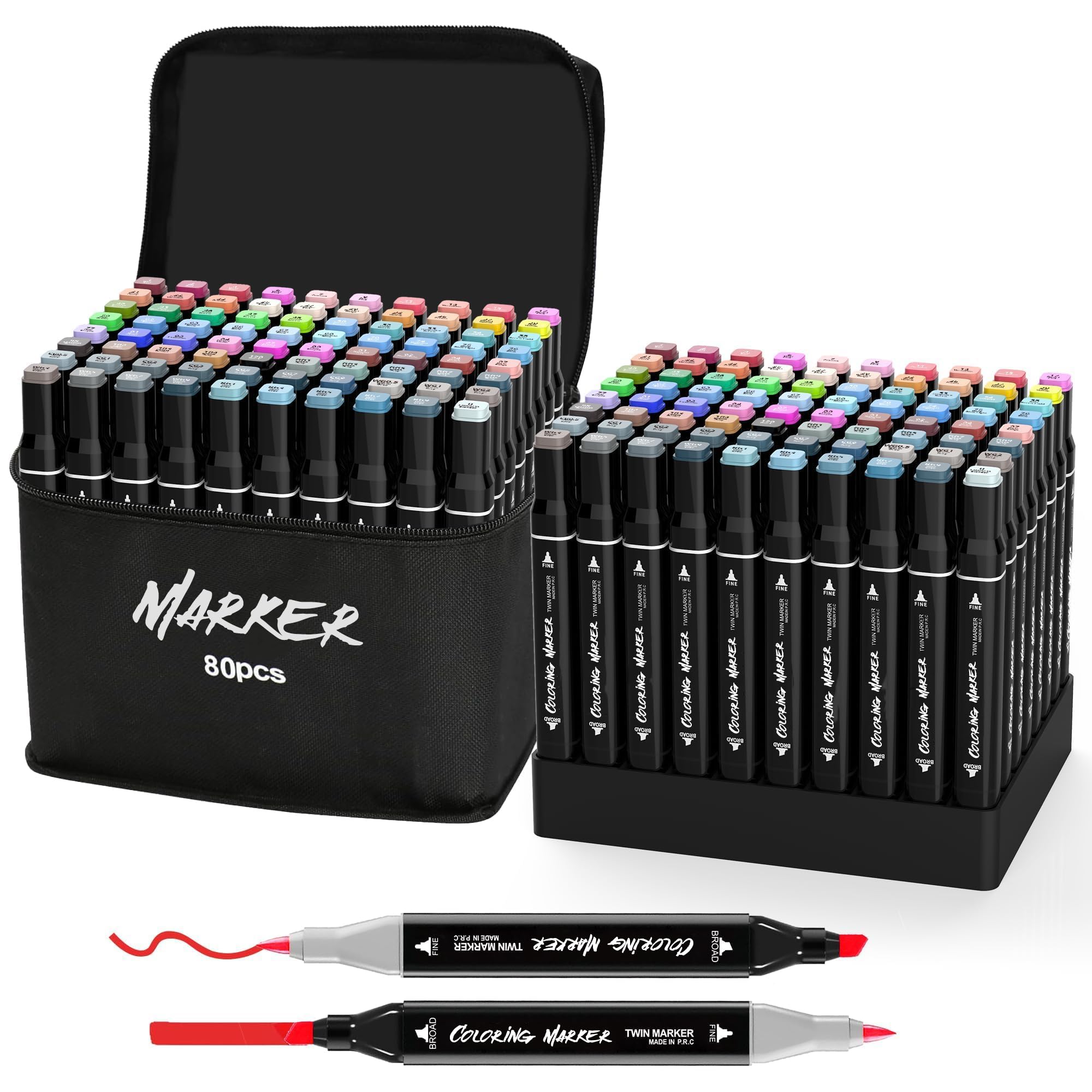KJSHUANGTANG Alcohol Markers, Dual Tip Art Markers, Drawing Markers, Coloring Marker for Sketching Adult Coloring (80 Colors)