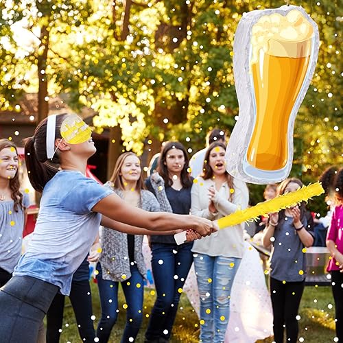Miniatura 6 de Sratte Piñata de cerveza con palo y con los ojos vendados, confeti de cerveza, piñata de cristal de cerveza, taza de animaciones a cervezas,