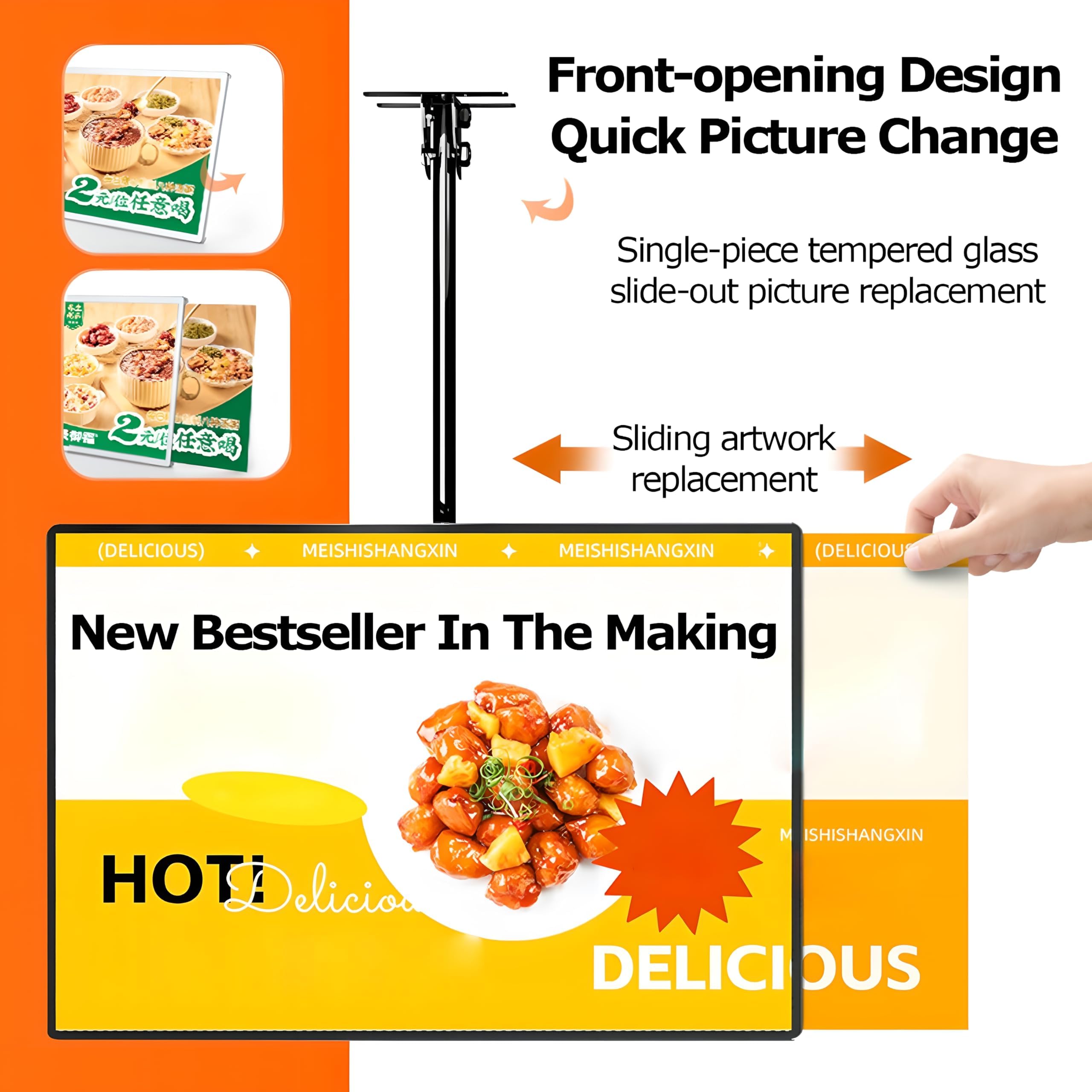 Wąska ramka LED Light Box, 3D LED tablica menu restauracji, podświetlana LED tablica menu do restauracji, kawiarni, sklepów, naścienna, biała A1 / 60,9 x 84,8 cm