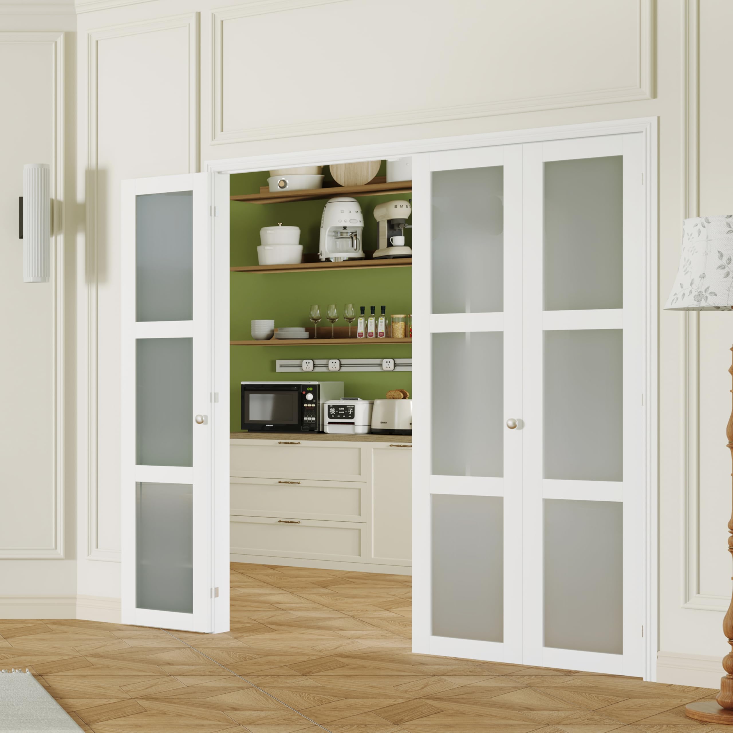 SOLRIG Compack 180 Bifold Doors, for 60″x 80″ Door Openings, White