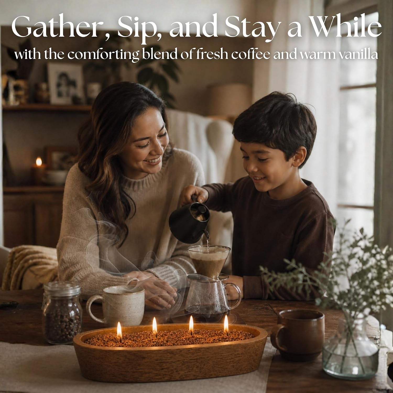 LILY LADUE Sand Candle Refill Kit - 1Lb/16Oz Coffee Scented Aroma Beads, Brown Pearled Candles Sand and Wicks (24) Without Holder, Decorative Reusable Powder Pearls Bulk Wax Pearls, Refillable Set