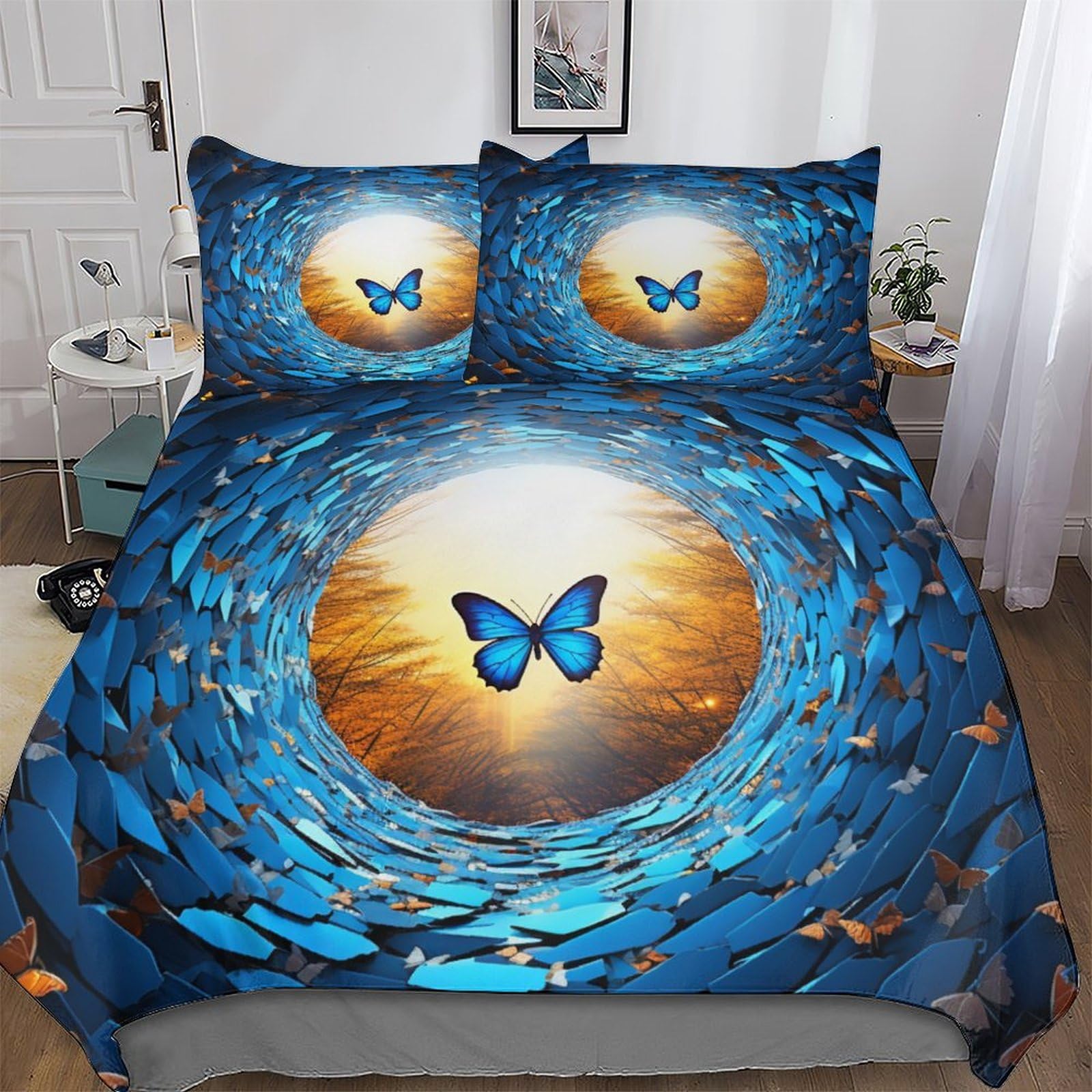 Housse de couette avec fermeture éclair en microfibre fini la corvée du lit avec le motif papillon