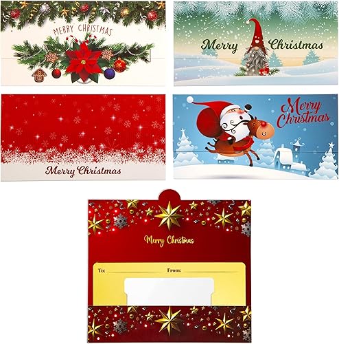 Better Office Products Tarjetas de Navidad con sobres, paquete de 20, 5 diseños, tarjetas de Navidad con bolsillos, 6.25 x 3.25 pulgadas, 20 unidades