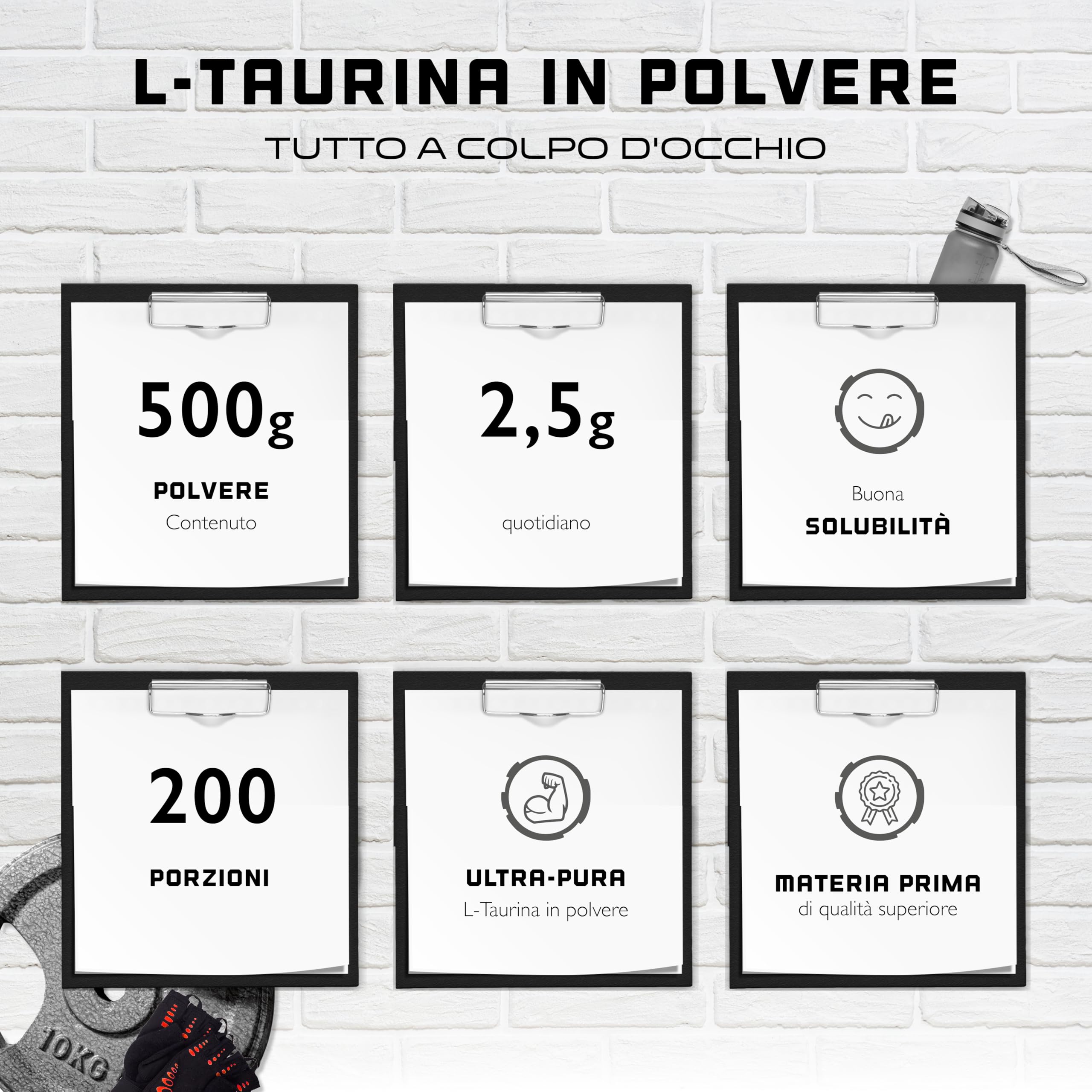 Taurina in polvere - 500 g - Solubilità ottimale - Vegan - Pura e senza additivi - Aminoacido L-Taurina - German Elite Nutrition