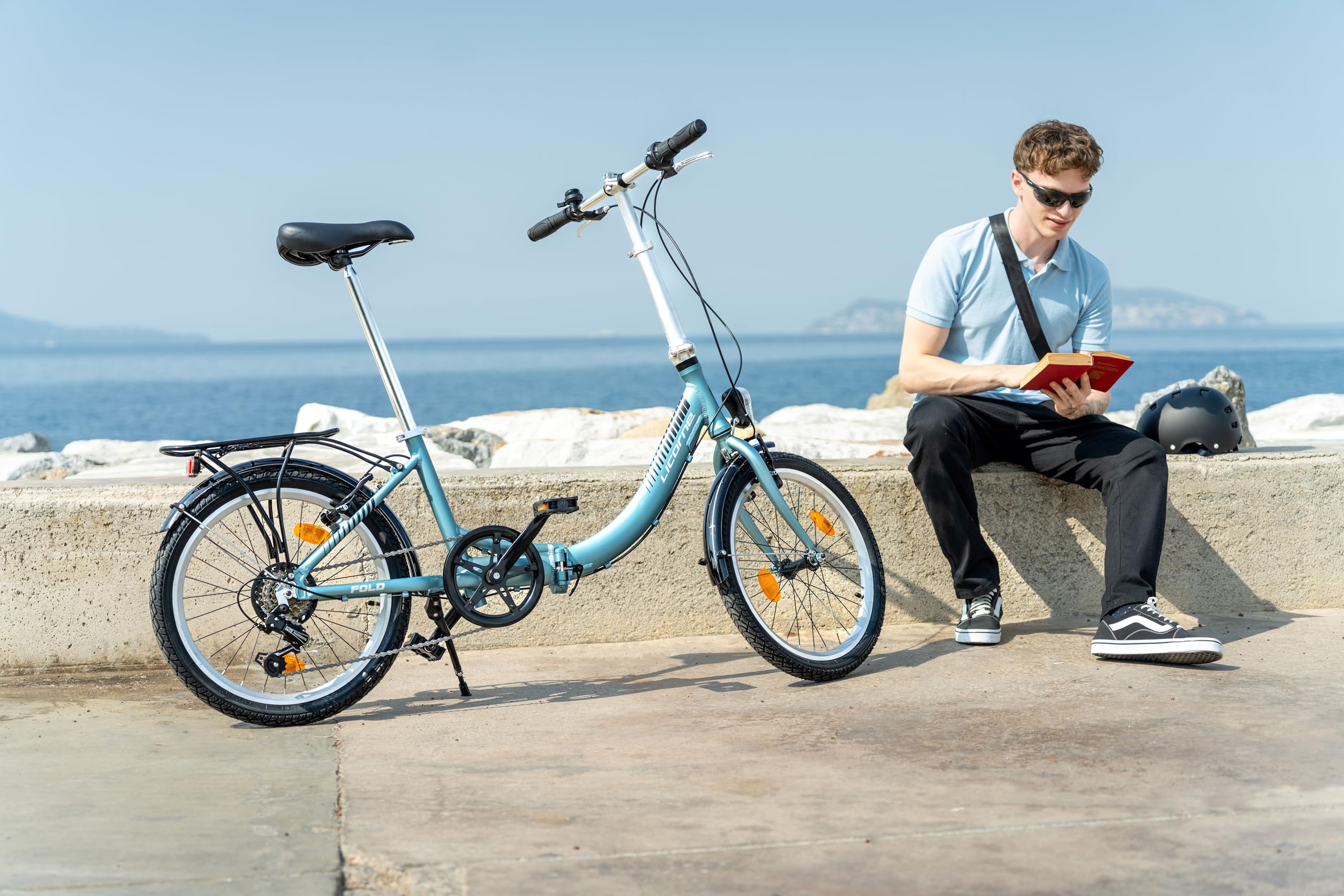 Licorne Bike Fold Premium - Bicicletta pieghevole in alluminio a 6 marce, cambio a catena Shmano, sistema Quick Fold, bicicletta pieghevole