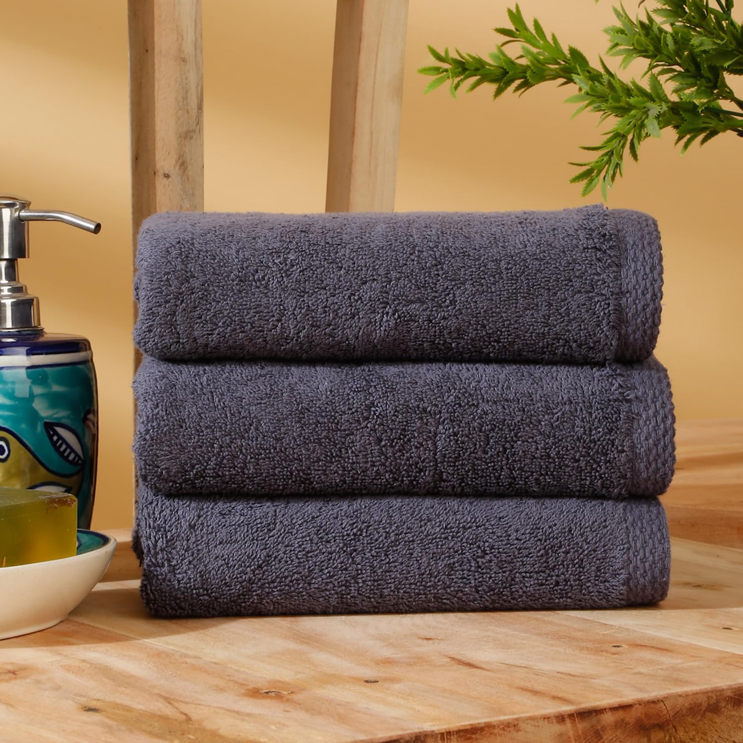 Avni Home 100% Cotton Hand Towel | Ultra Soft, Absorbent, Quick Dry Towels for Facewash, Gym, Sports, Travel |Quick-Dry Fitness Towels | 40 x 80 Inches | (Pack of 3 -Tone Grey)