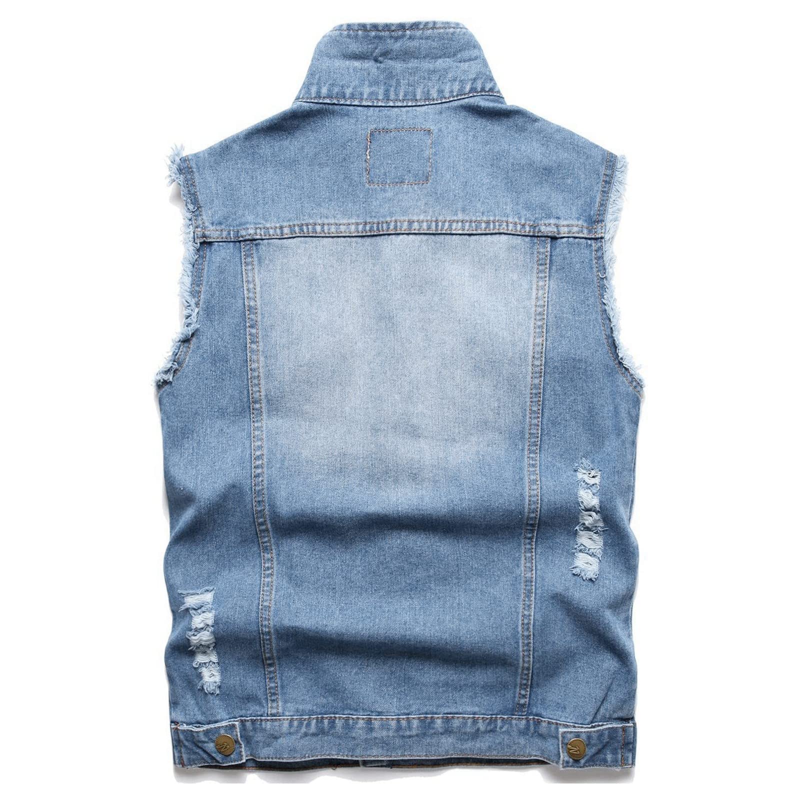 Gilet Jeans, Giacca Jeans Senza Maniche Uomo, Vintage Fresco Gilet Denim Capispalla Lavato Giacchetta Punk Streetwear alla Moda in Stile Casual Panciotto da Moto Gilet Uomo Estivo per Il Tempo Libero