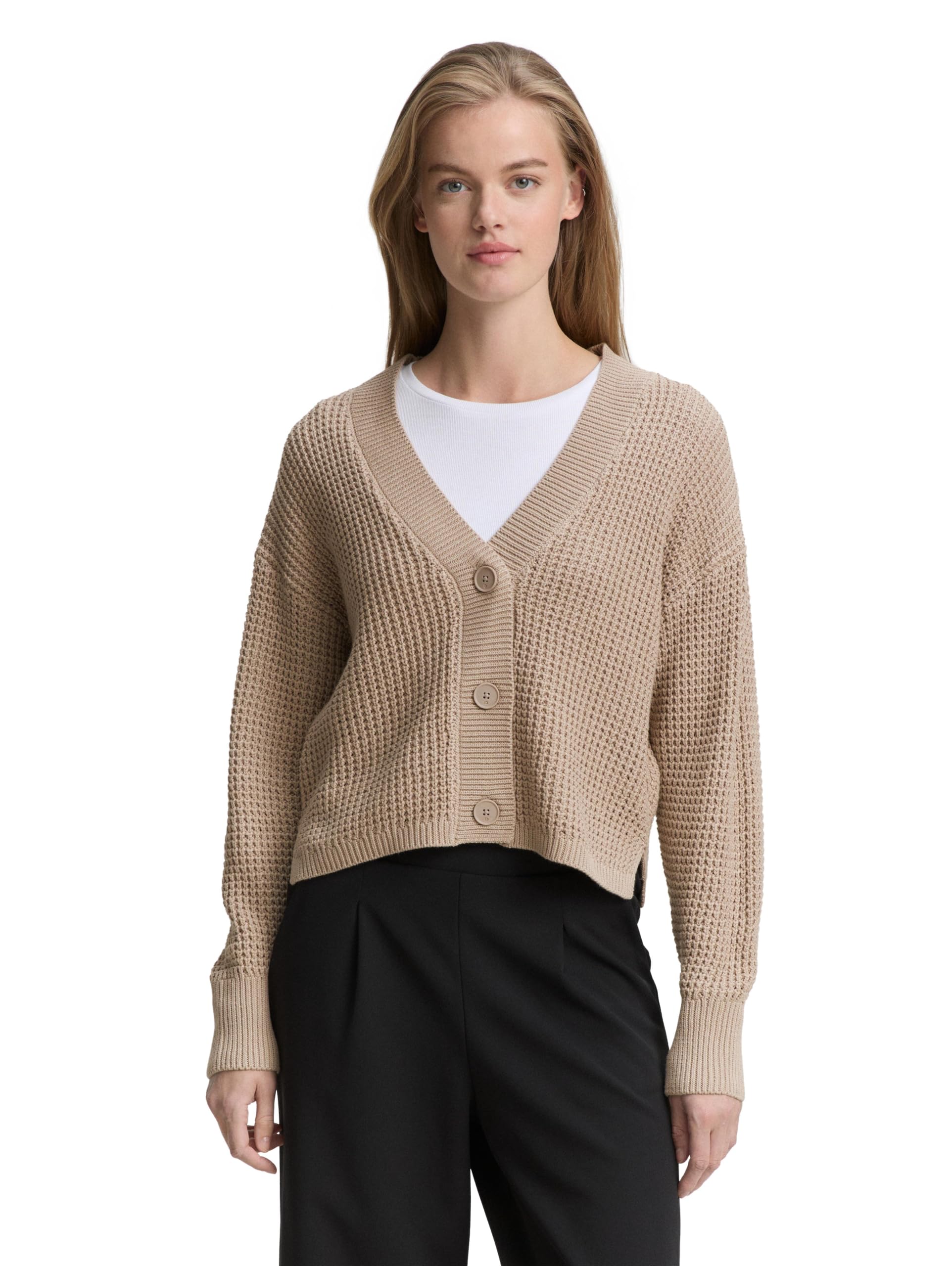 Tom Tailor Denim Damen 1048516 Cardigan mit Knopfleiste
